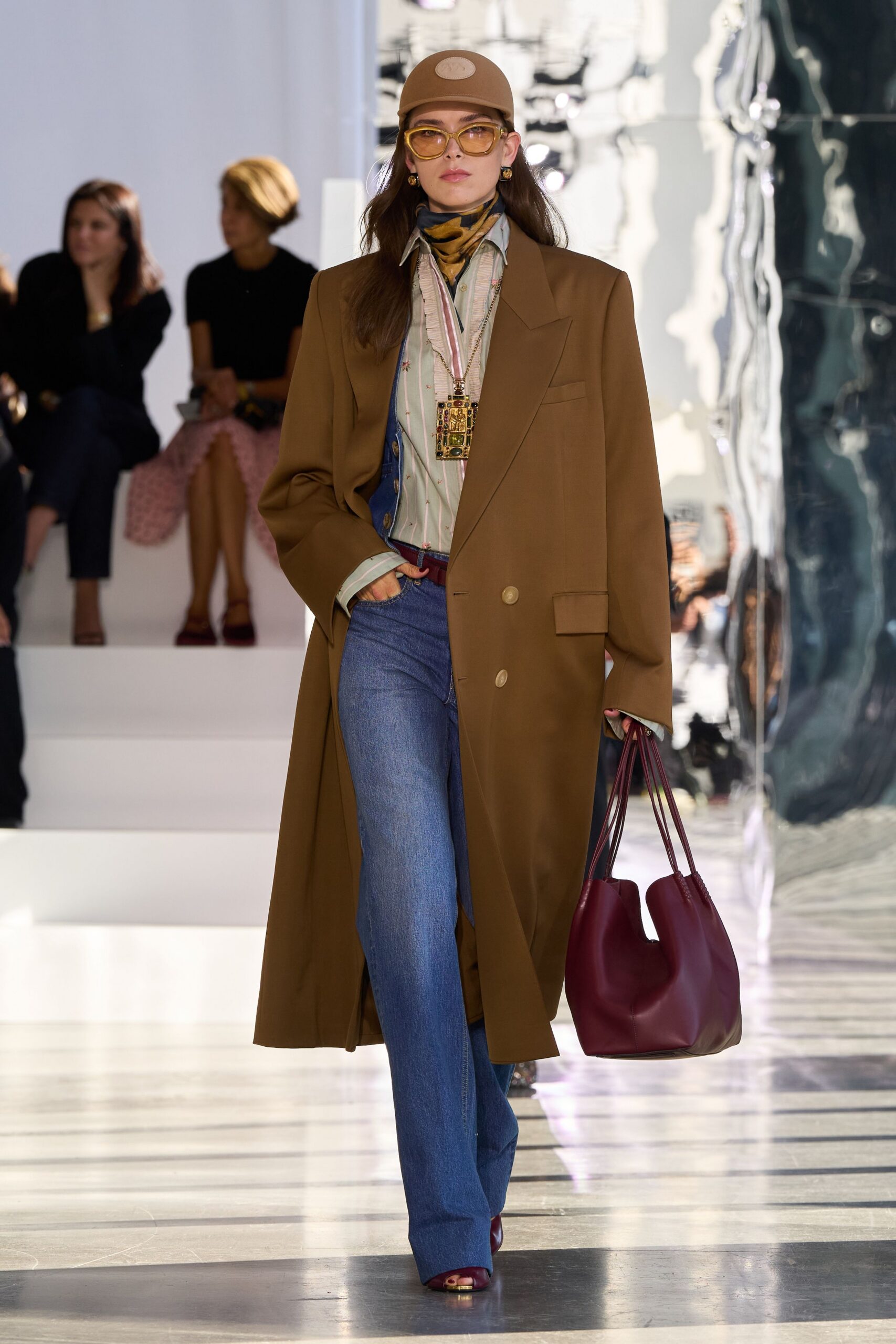 brown unknown long-sleeve collared oversized buttoned maxi coat