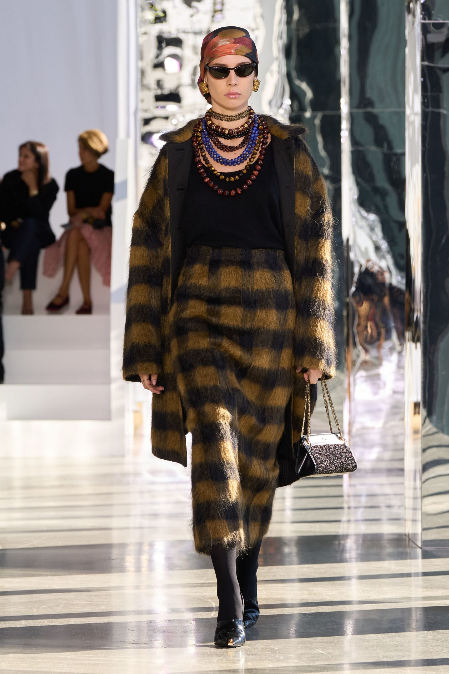 brown fur striped textured pants