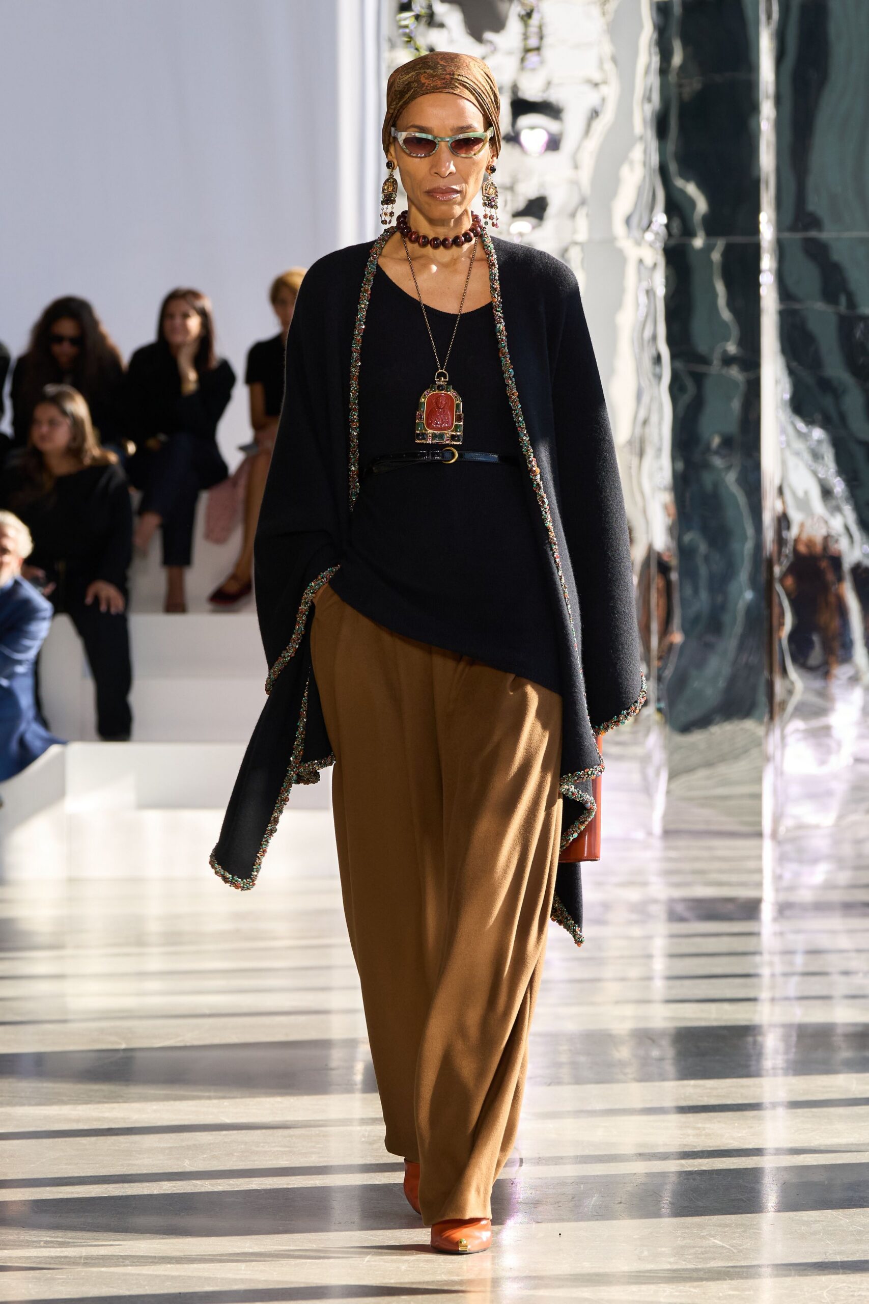 brown unknown relaxed wide-leg flowing pants