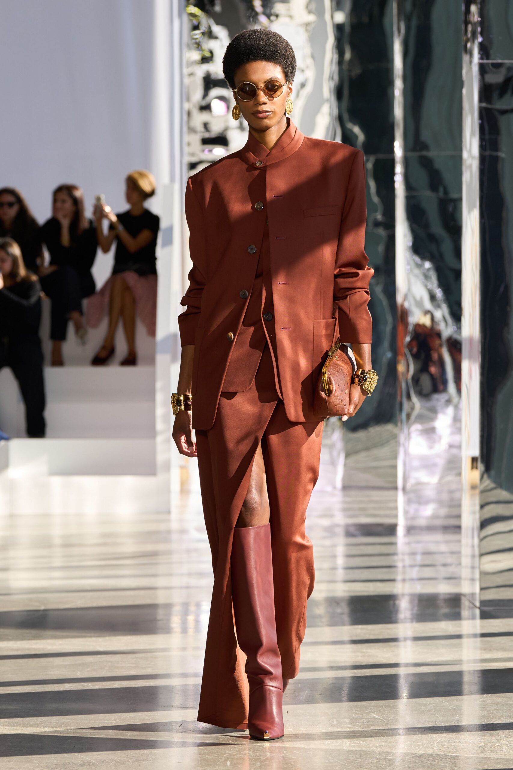brown unknown tailored straight-leg pants