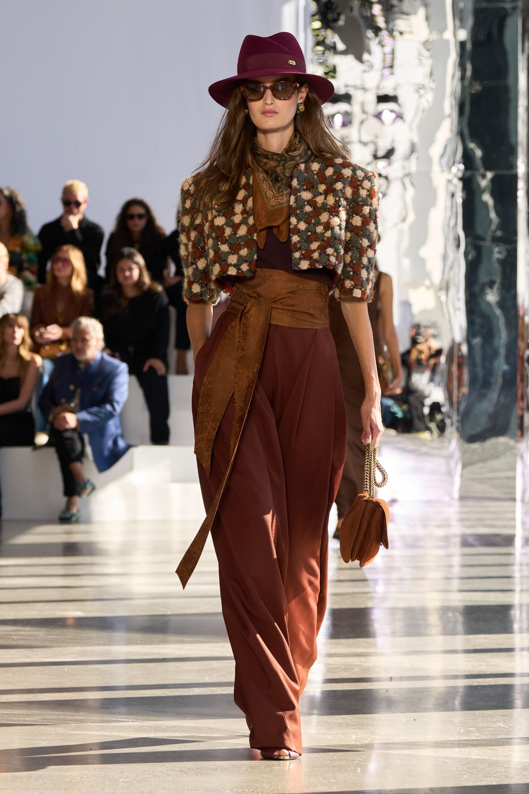 brown suede textured bag