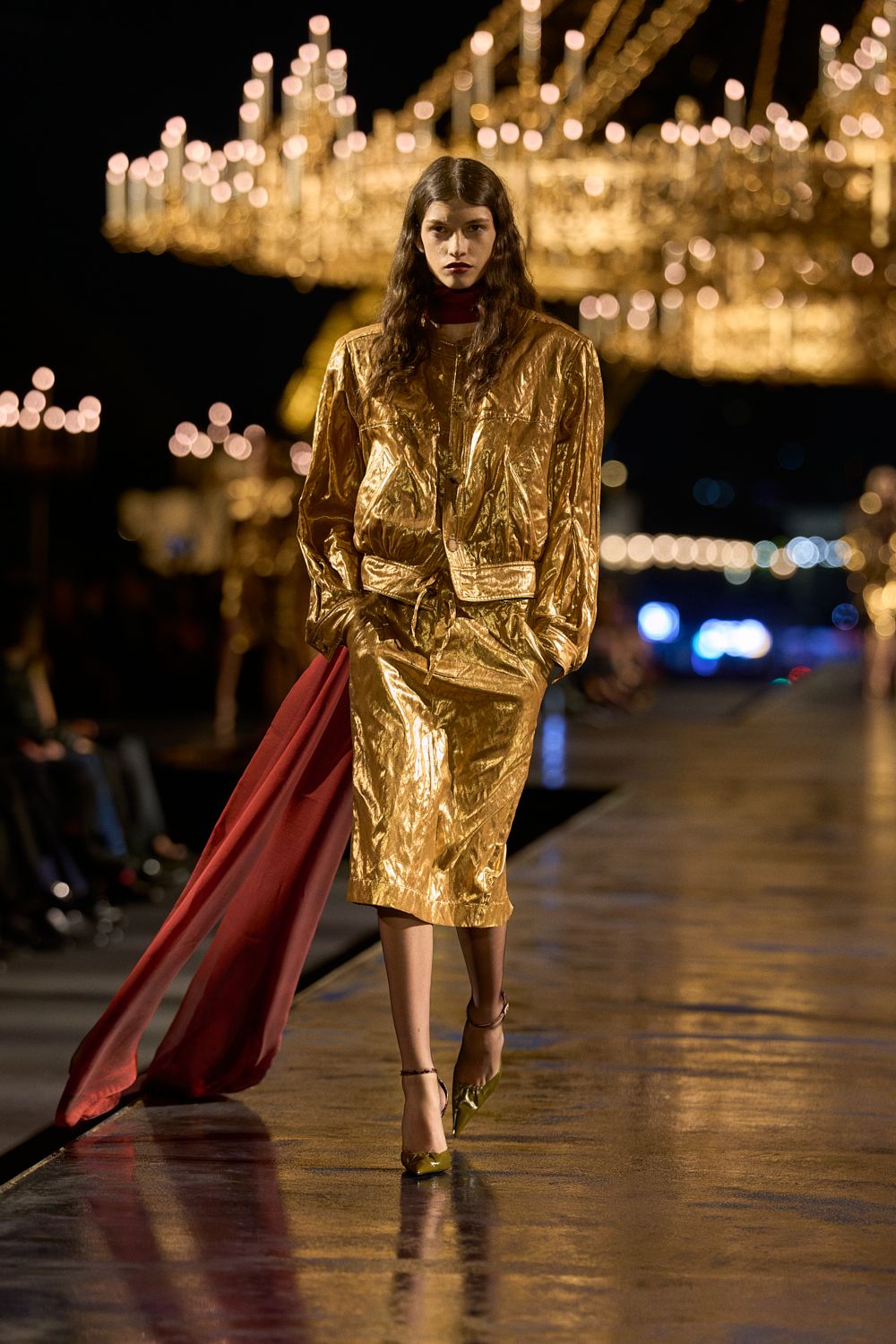 gold metallic bomber jacket