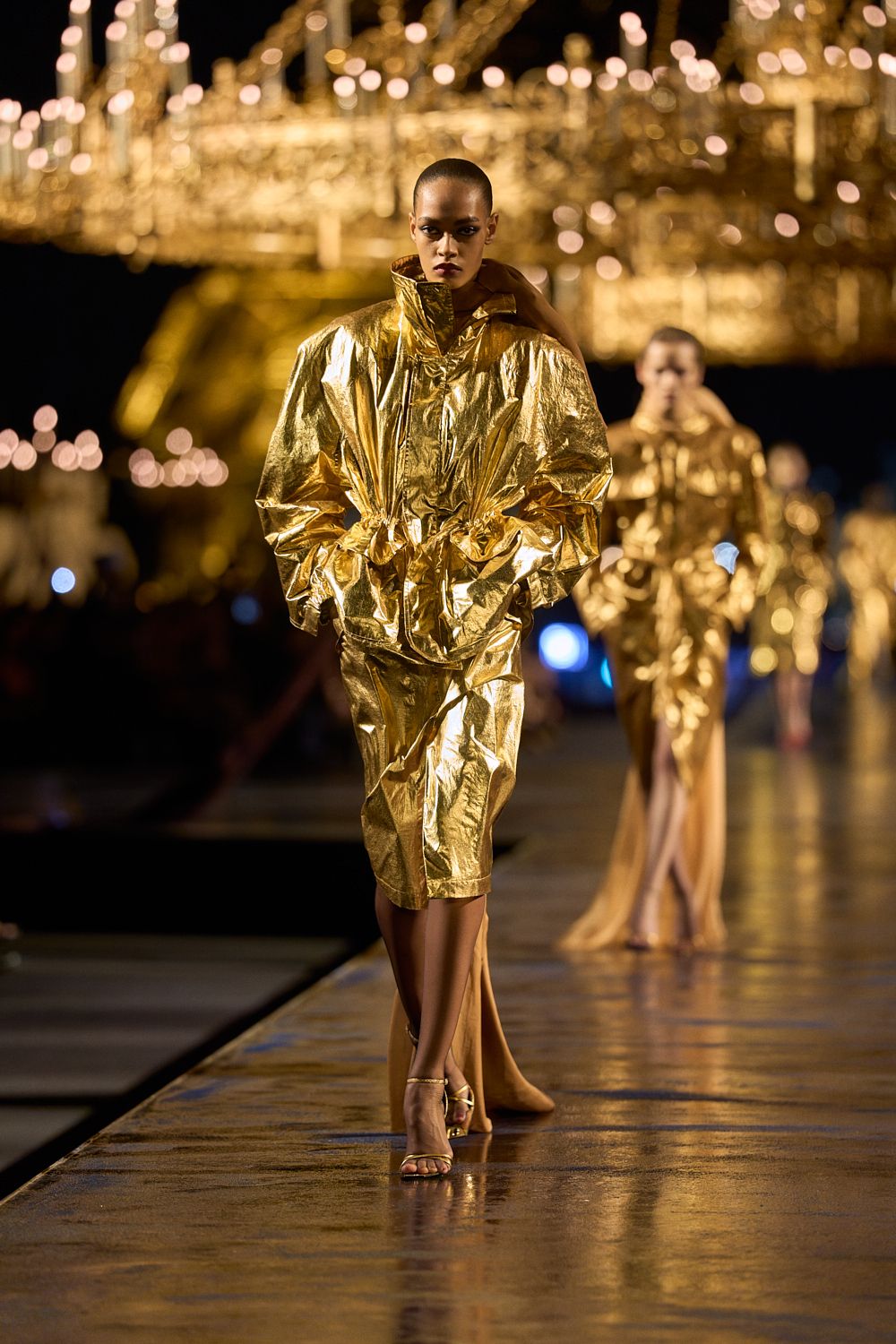 gold metallic anorak jacket