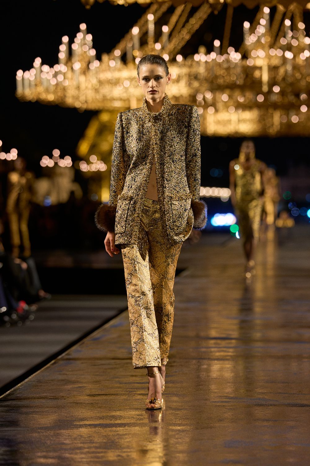 gold brocade mandarin-collar jacket