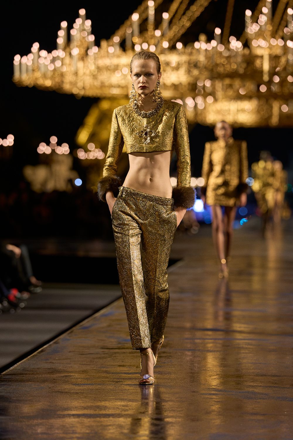gold brocade cropped top