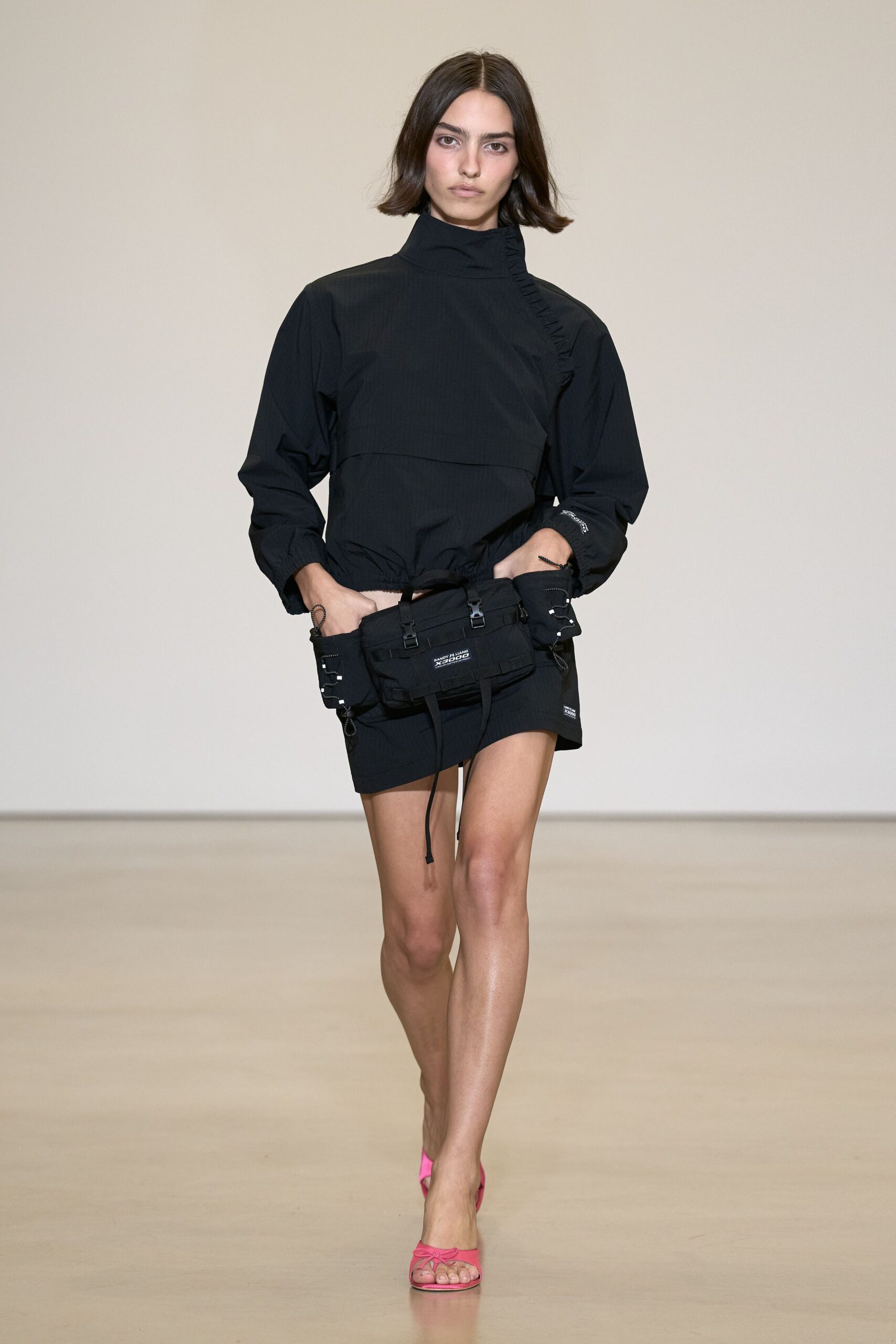black utility mini dress