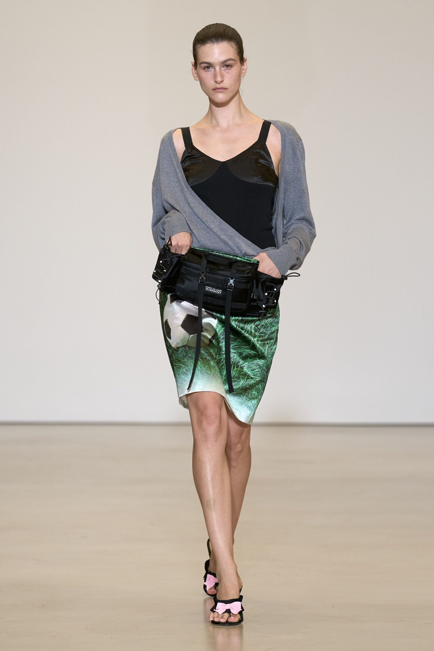 grass-print satin mini skirt