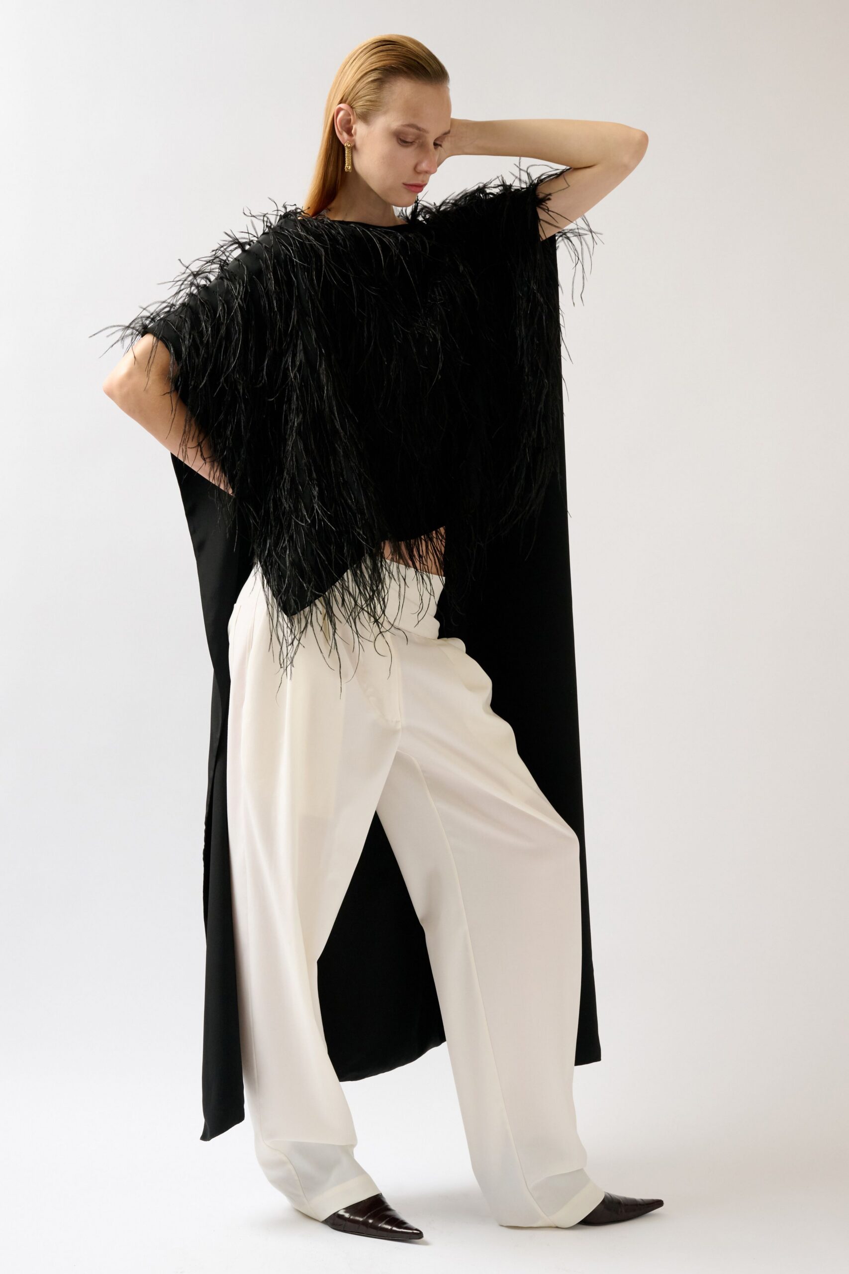 ivory unknown high-waisted wide-leg flowing pants