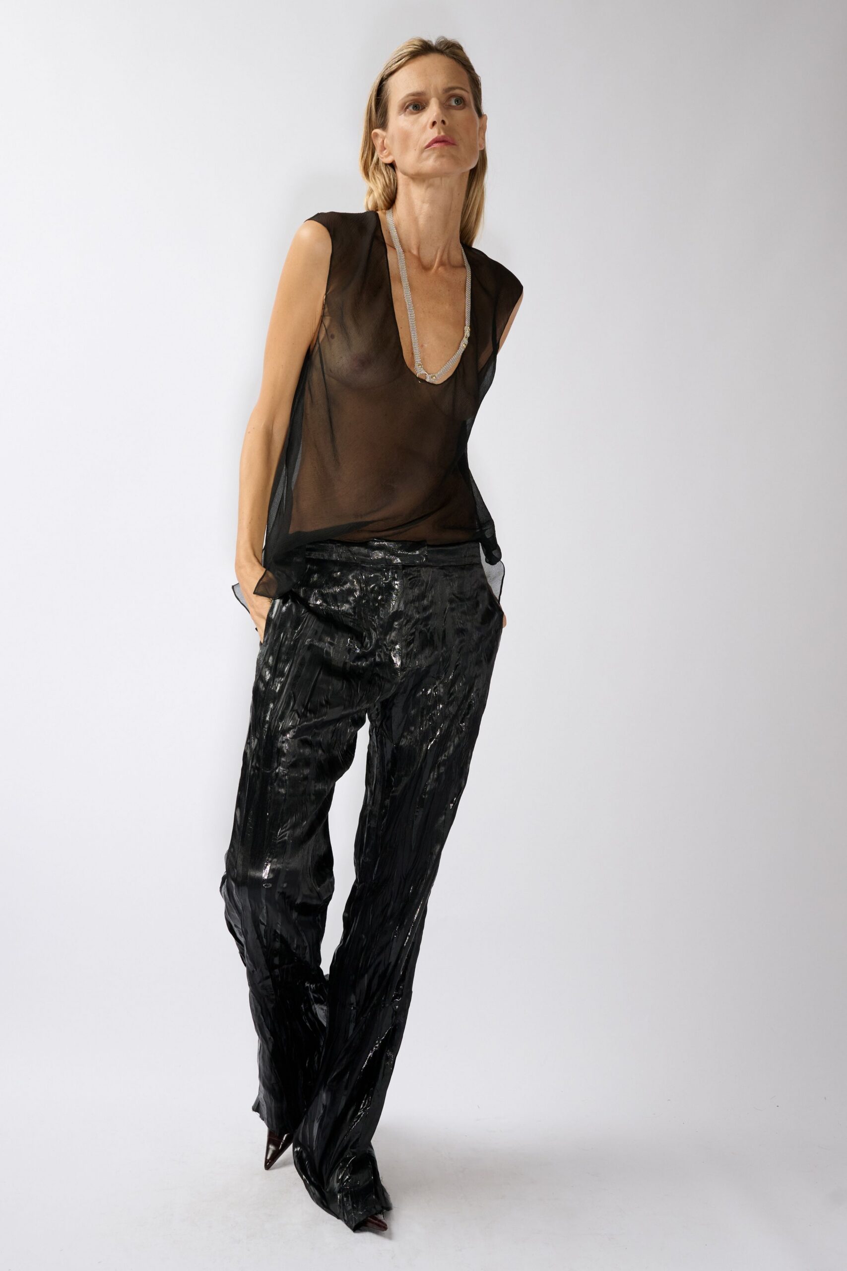 sheer black chiffon top