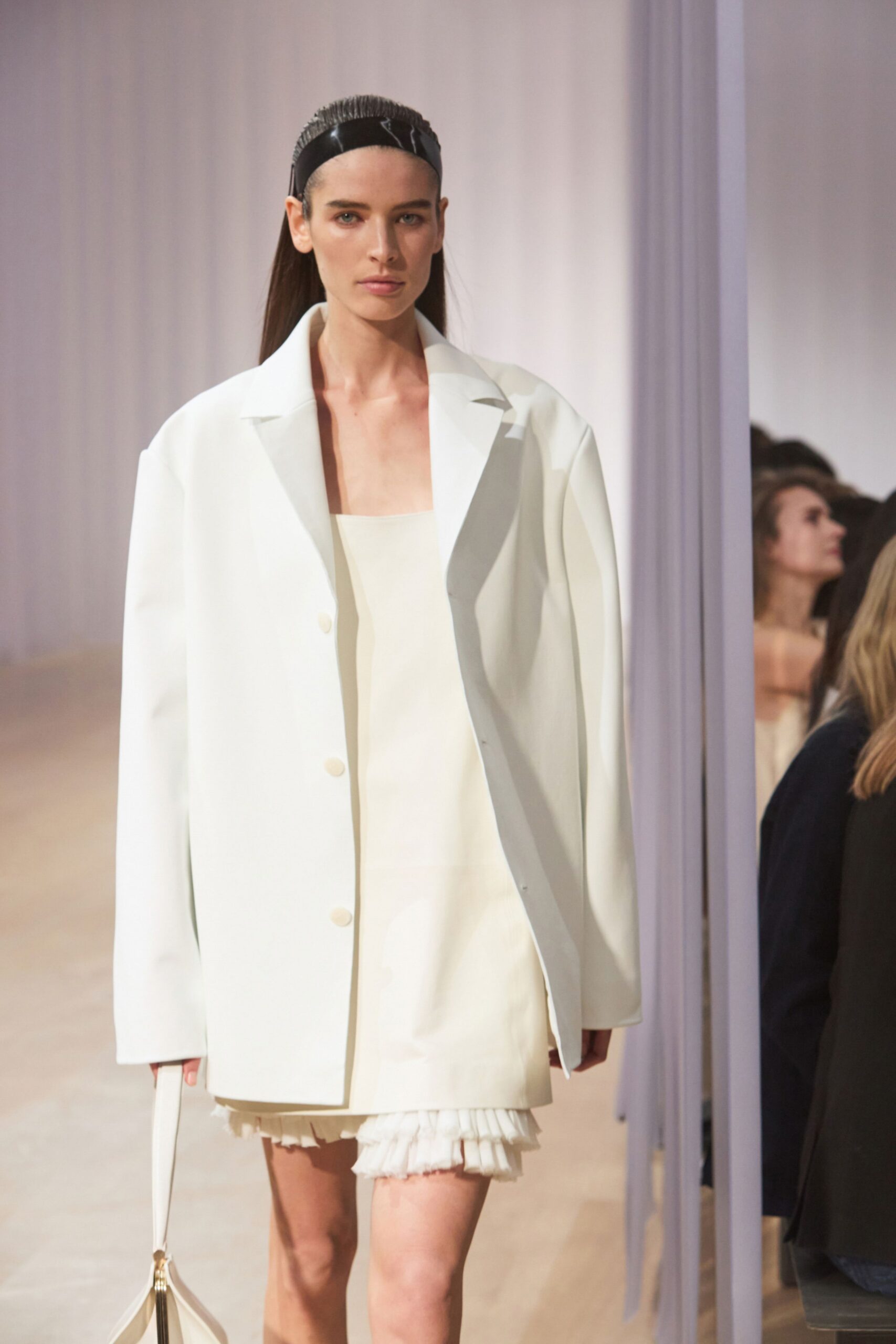 ivory unknown long-sleeve collared oversized buttoned blazer