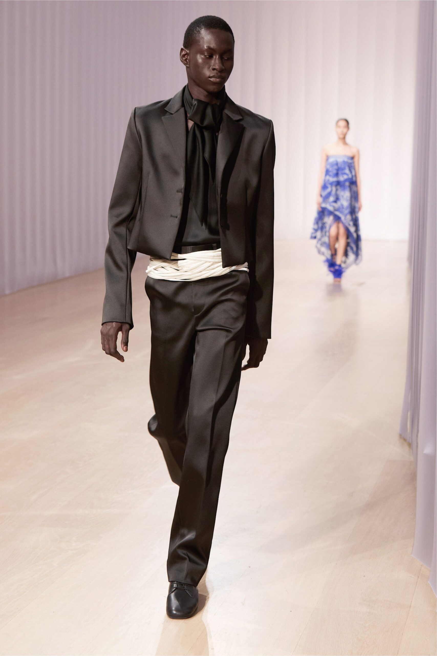 black satin bow shiny tie