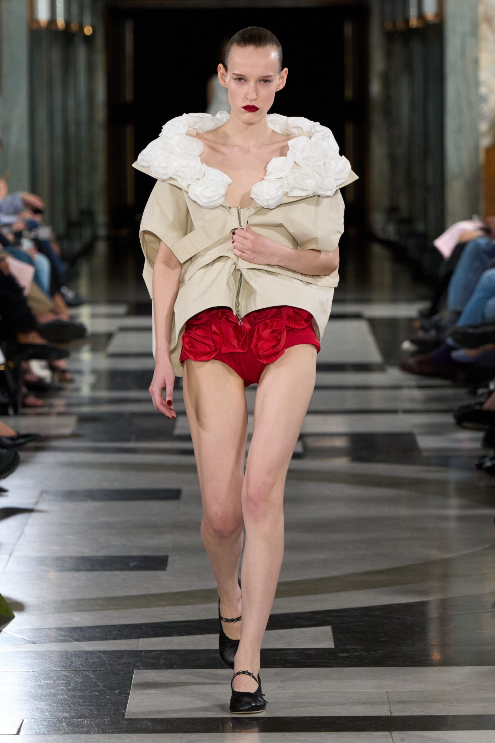 ruffle-collar cropped jacket