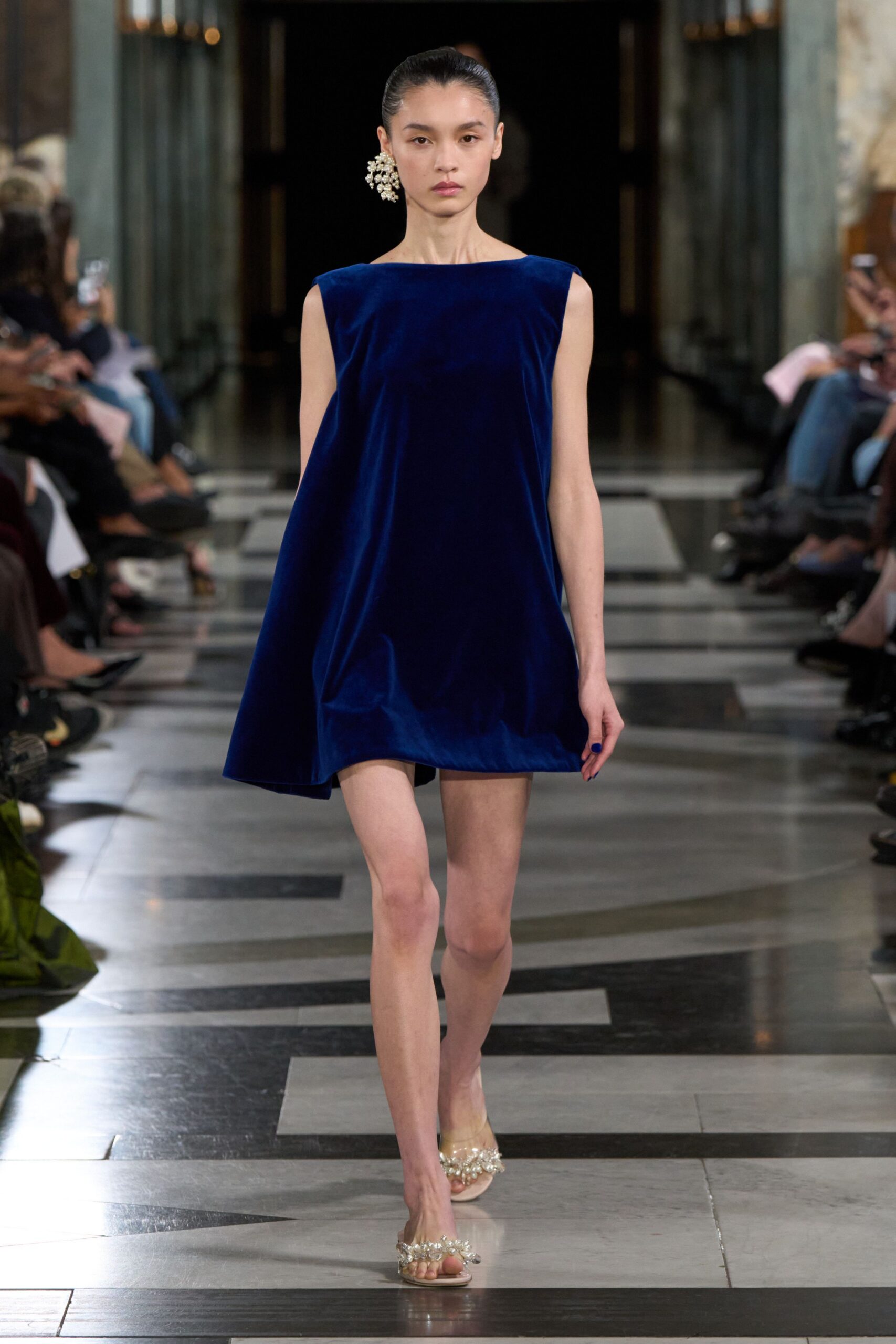 blue velvet shift mini dress