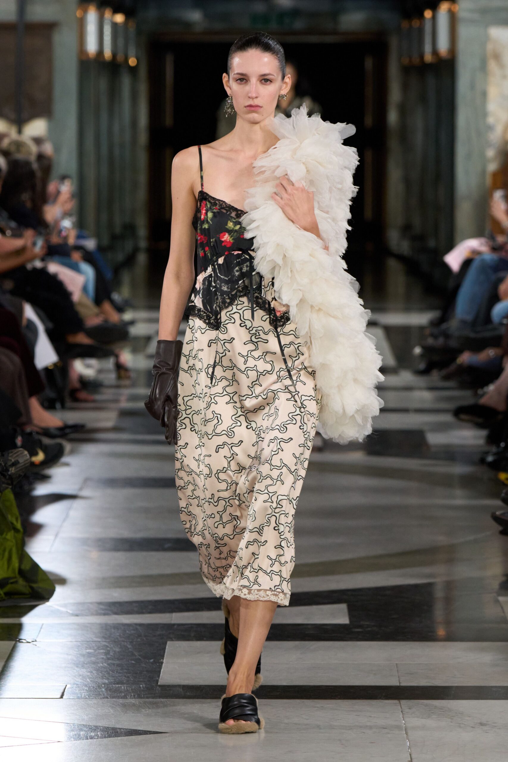 asymmetric printed slip dress