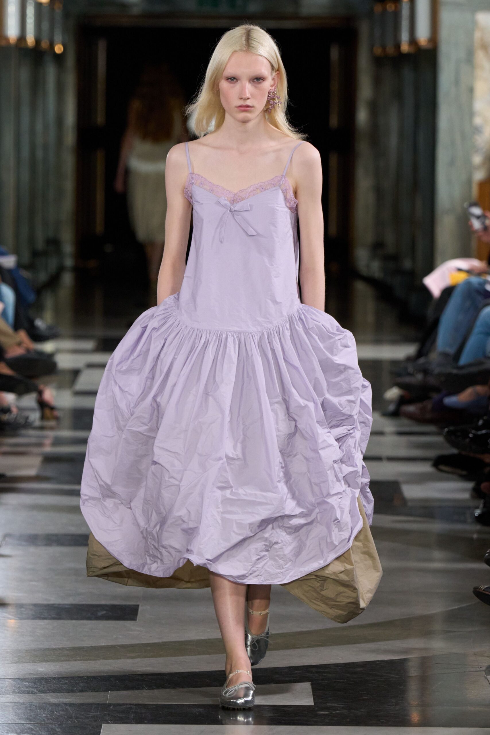 lavender bubble-hem slip dress