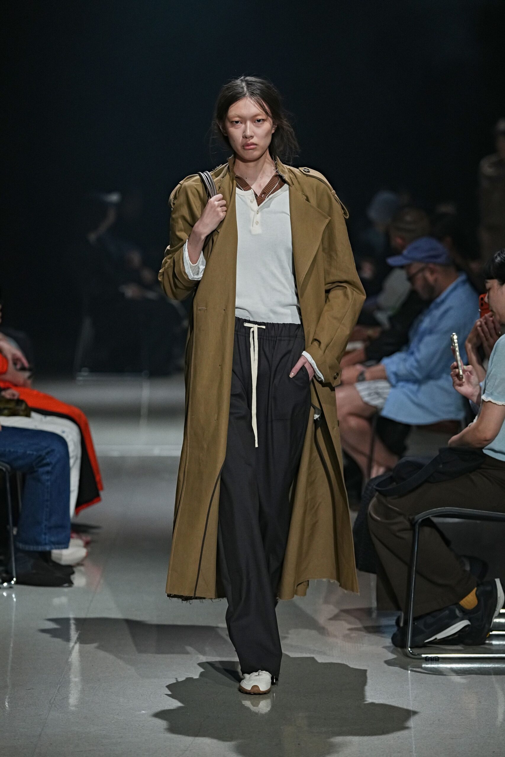 brown maxi trench coat