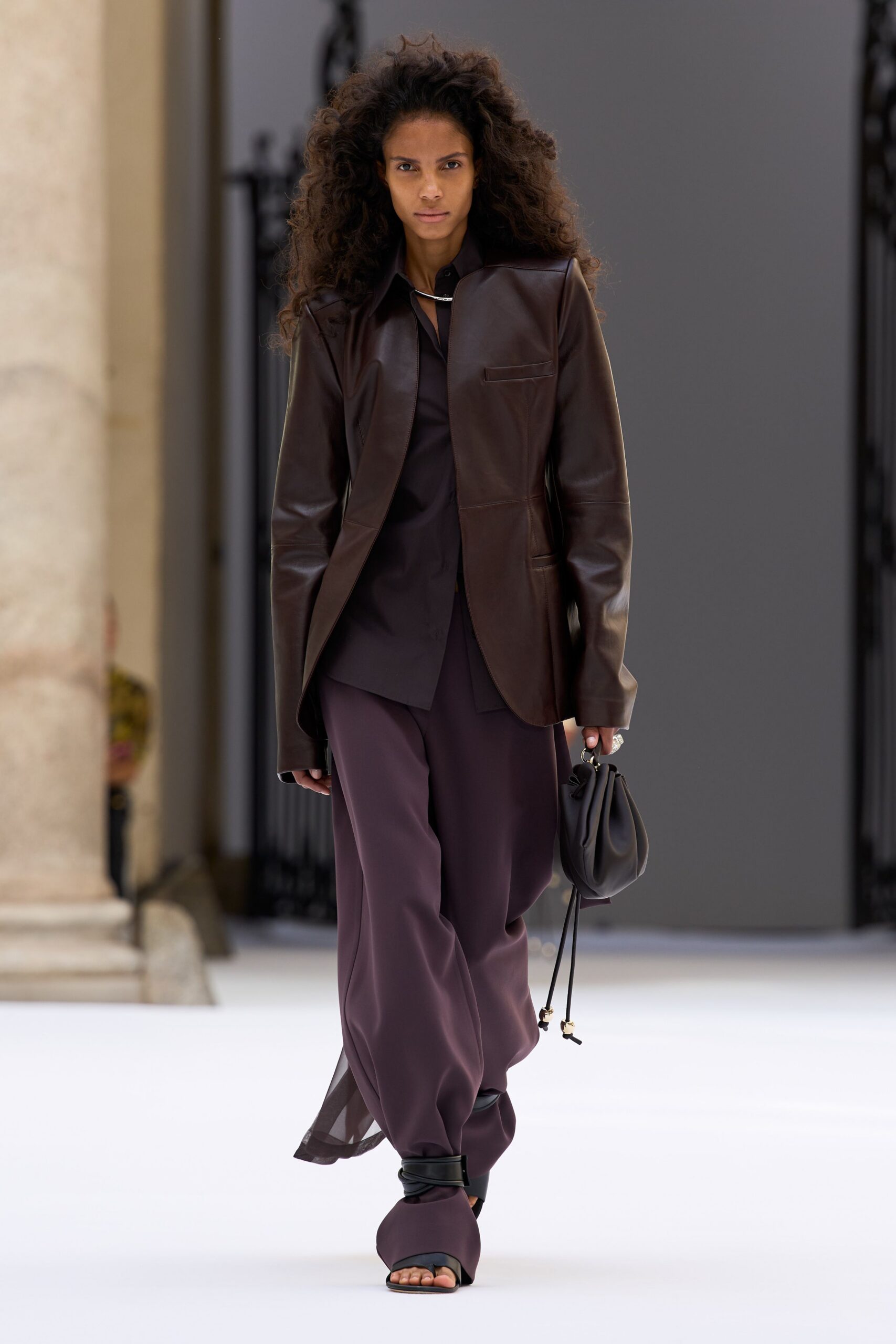 brown leather blazer
