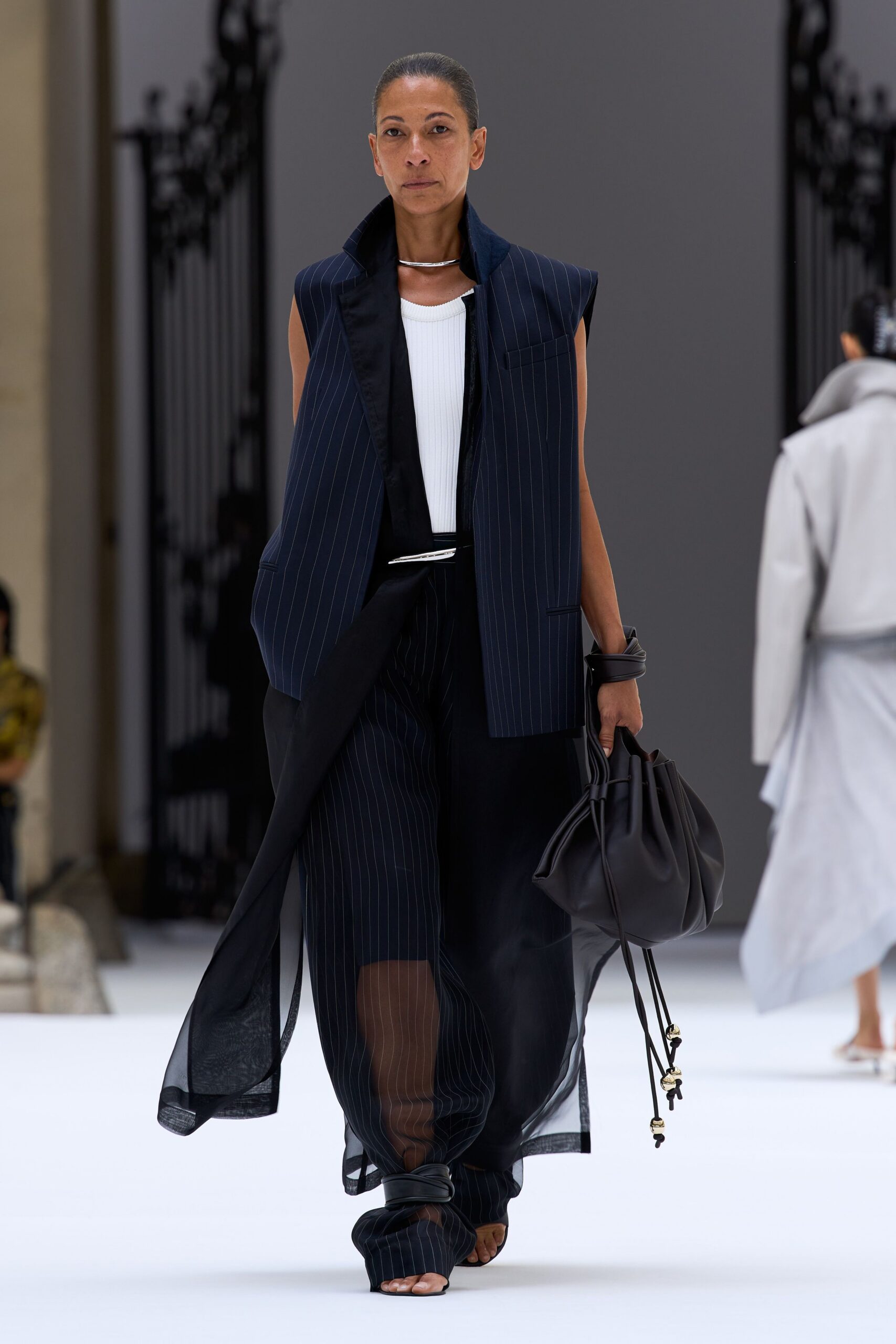 oversized pinstripe tailored vest