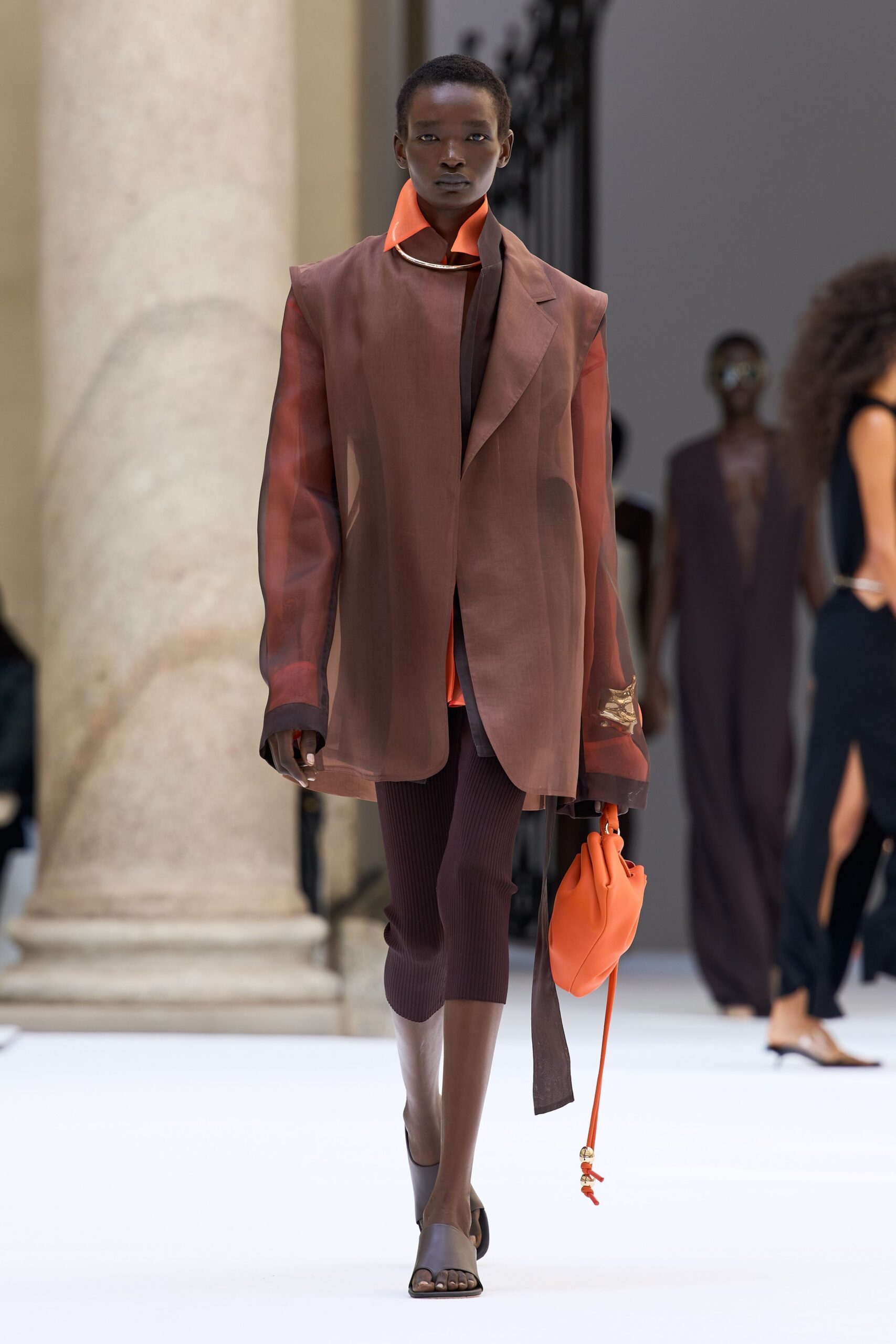 sheer brown organza blazer