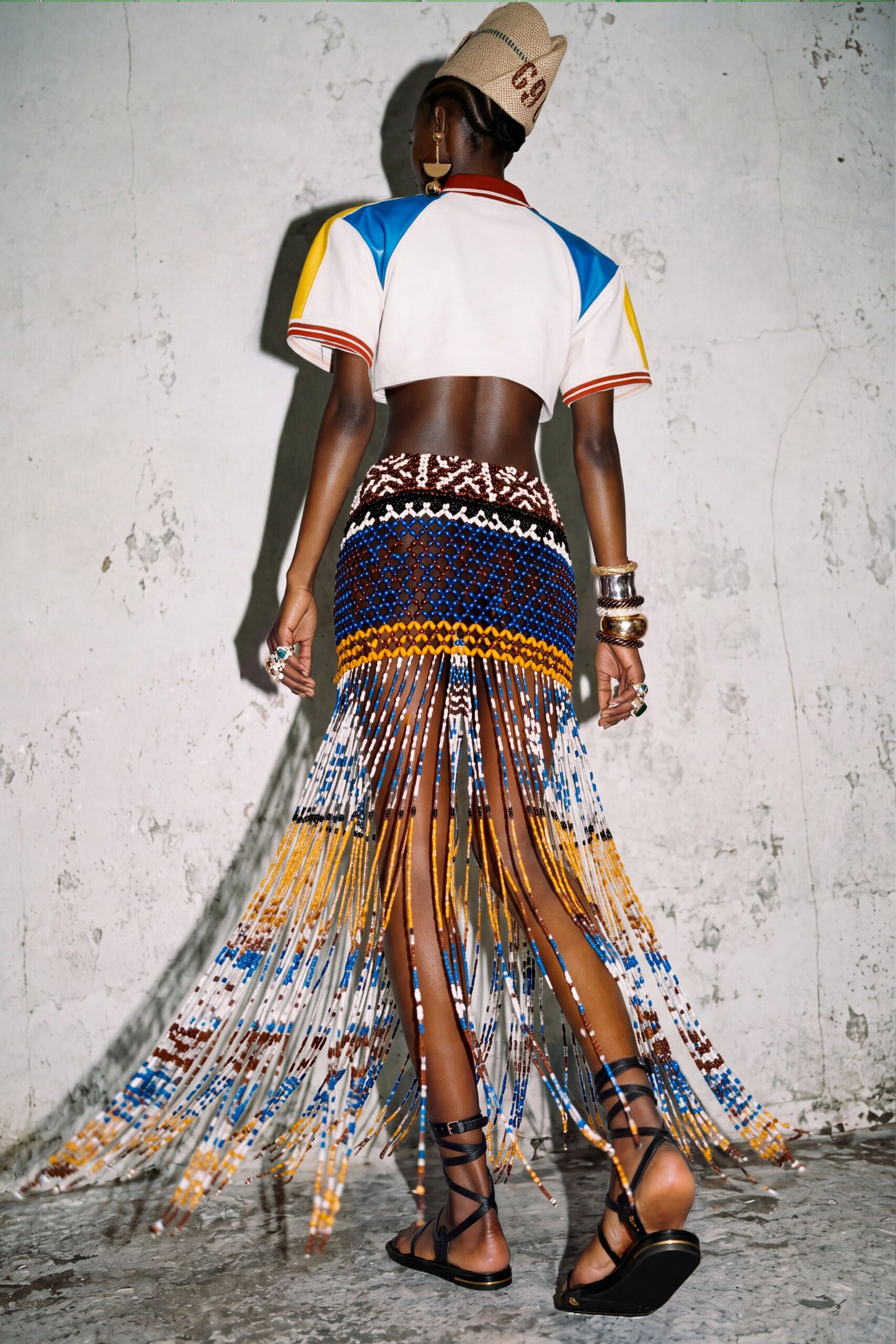 beaded fringe maxi skirt