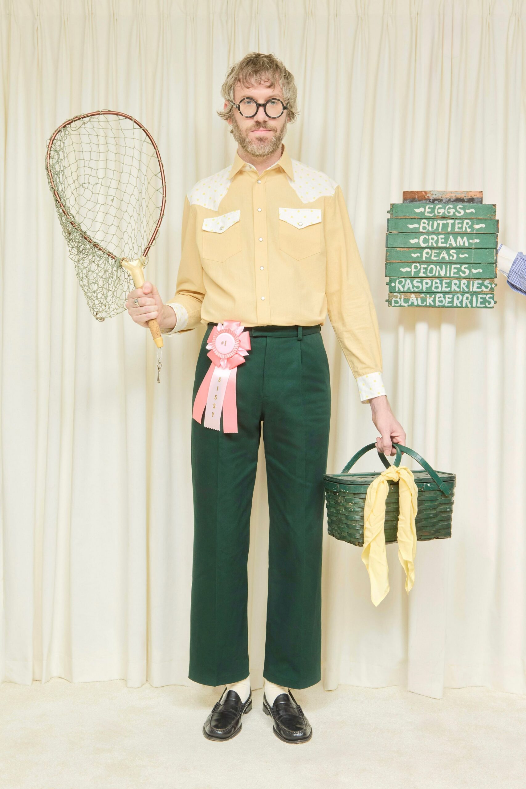 green unknown tailored straight-leg pants