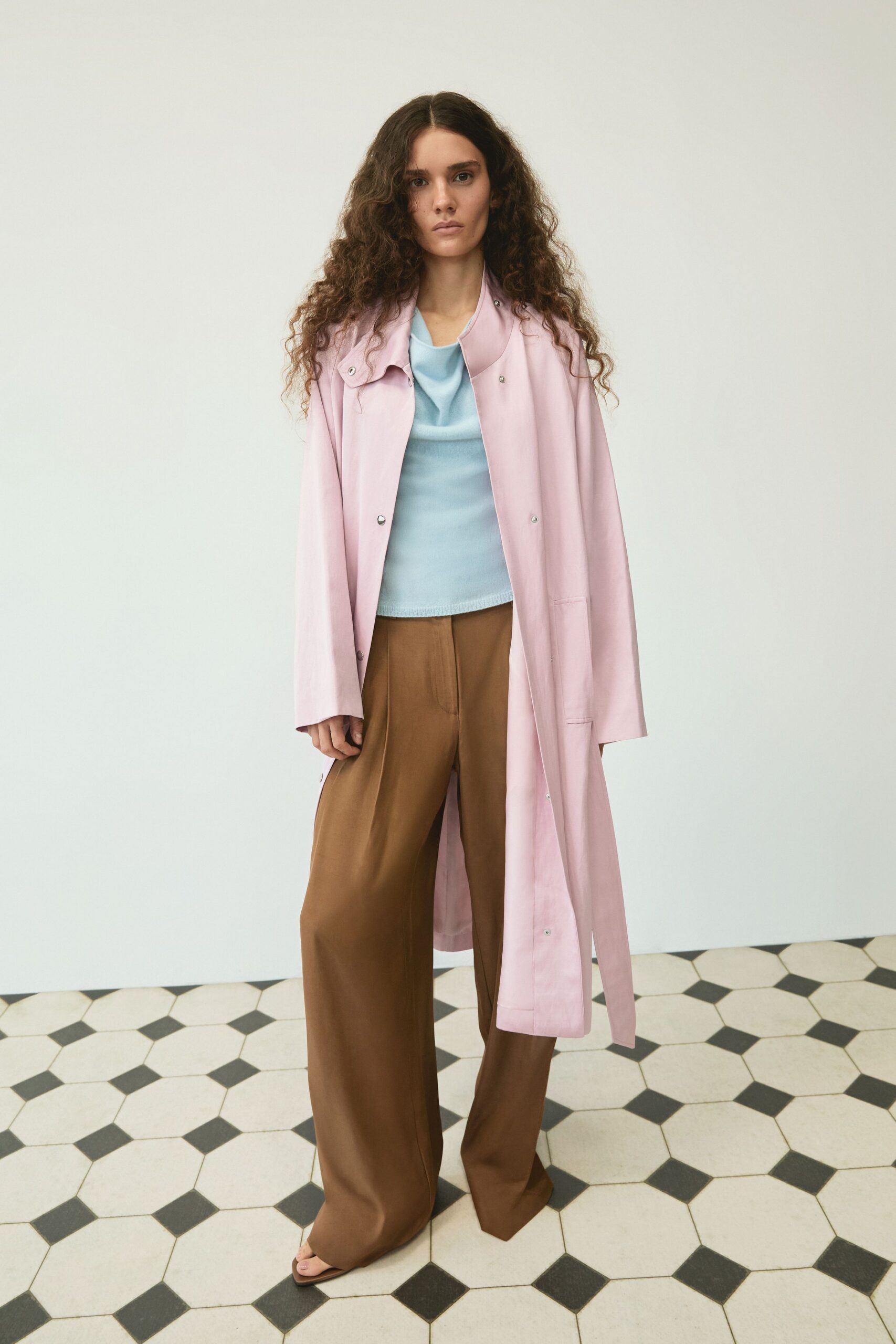 brown unknown high-waisted wide-leg flowing pants