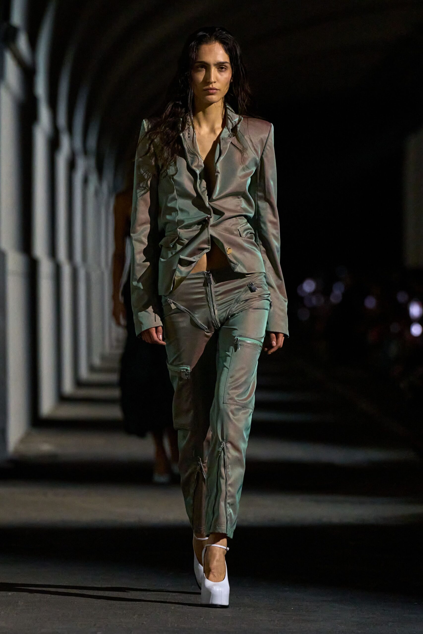 ruched satin jacket