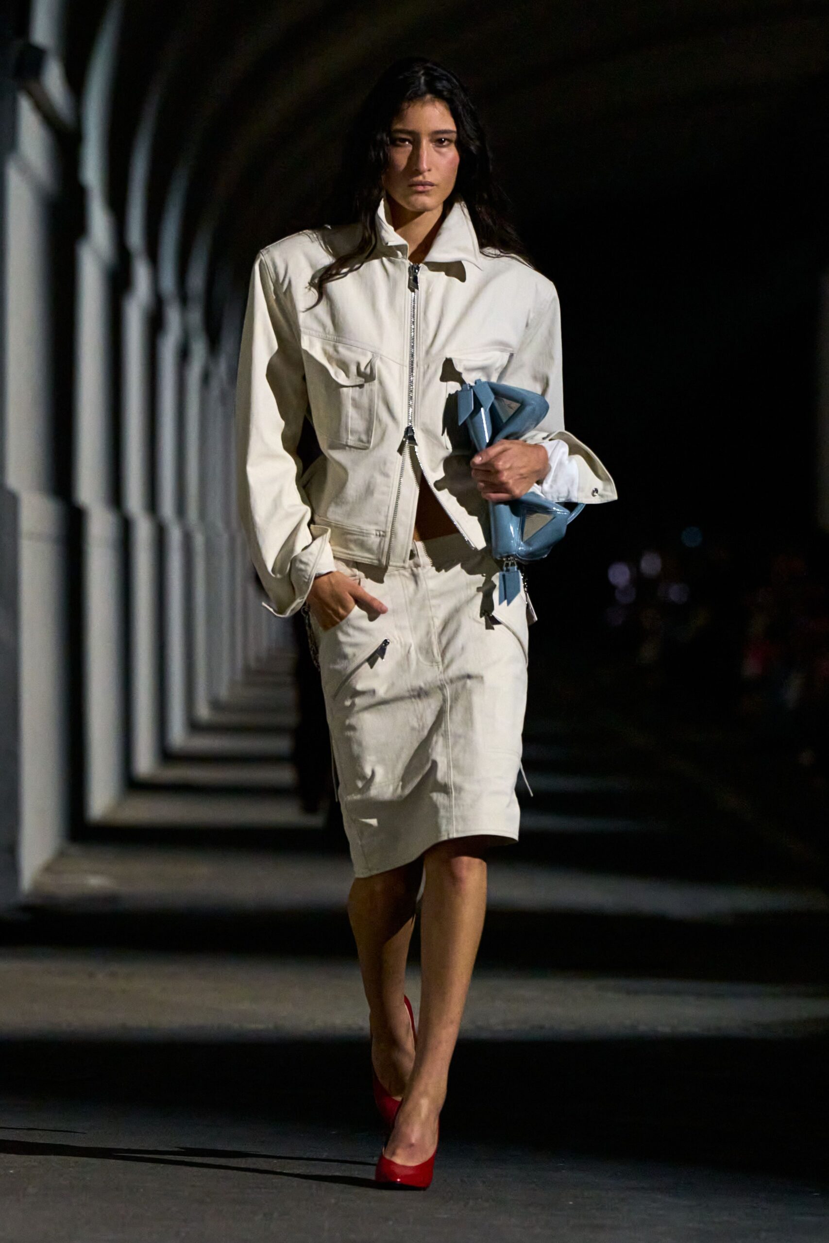 cropped utility jacket and skirt set