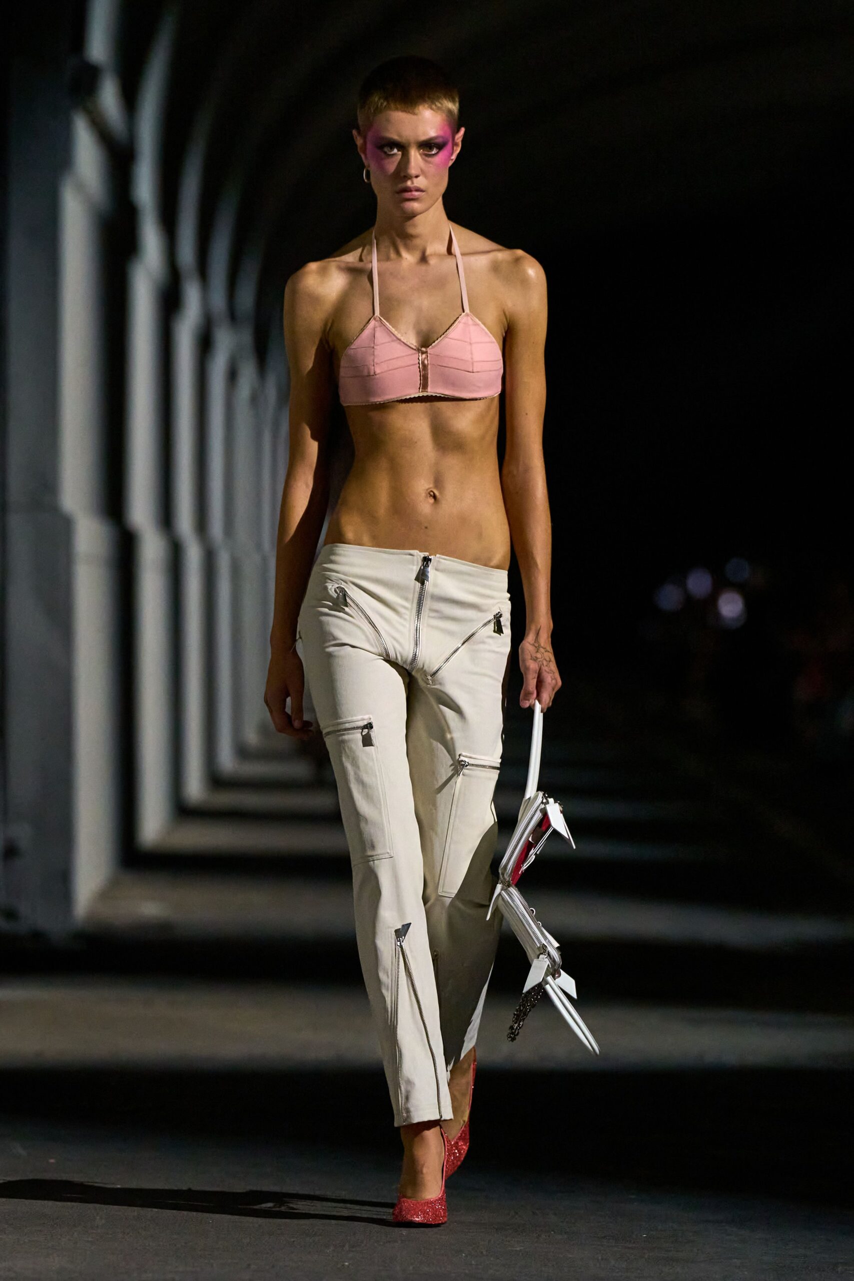 pink bra-style halter top