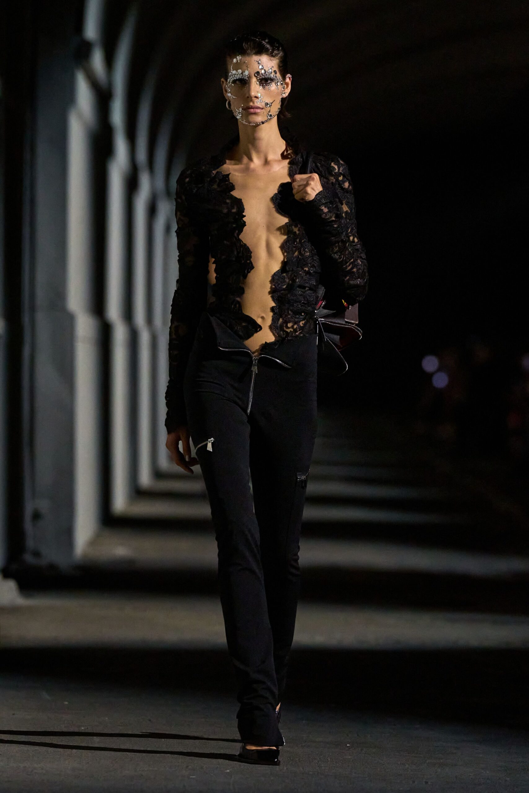 plunging black lace jumpsuit