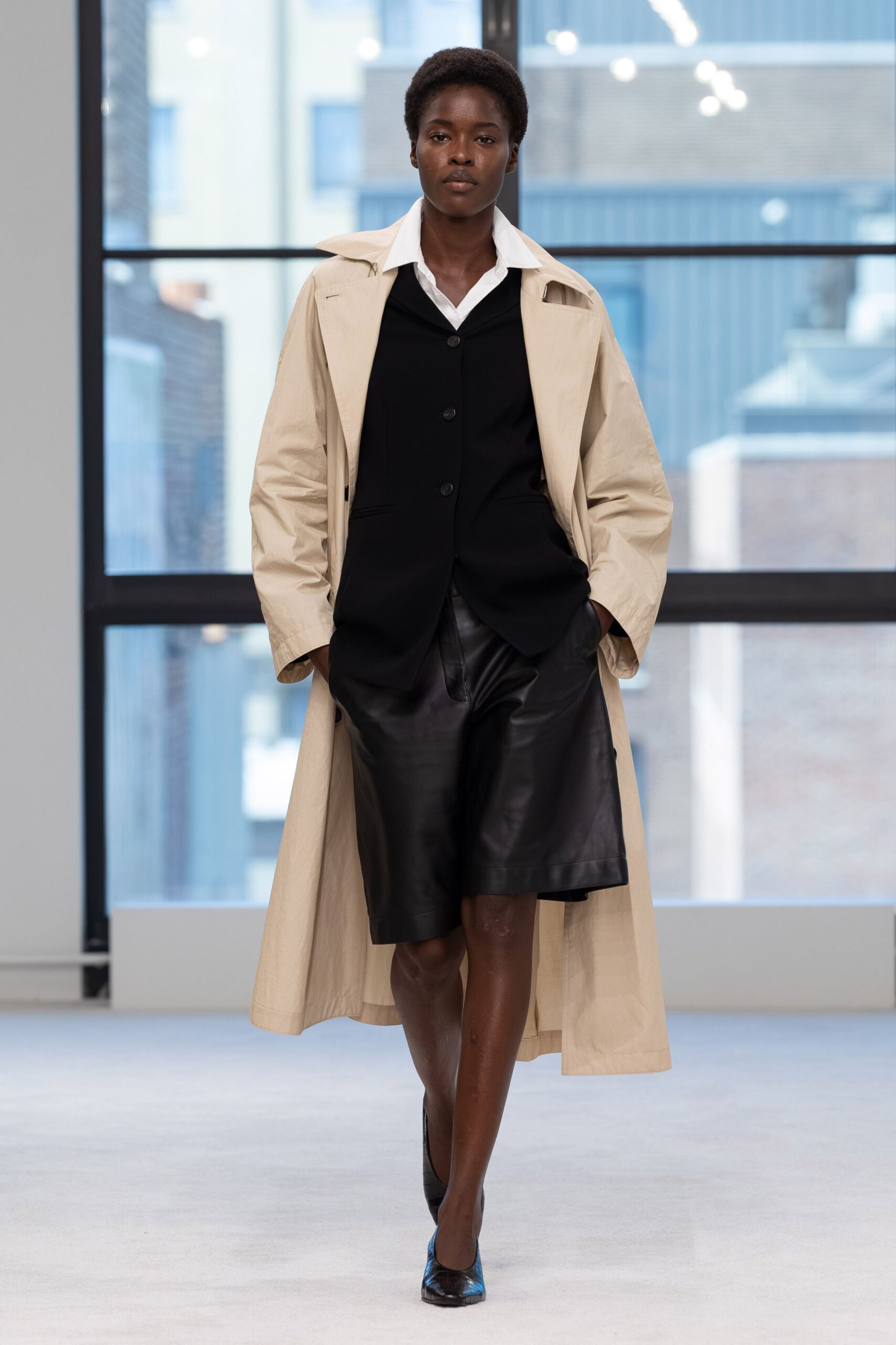oversized beige trench coat