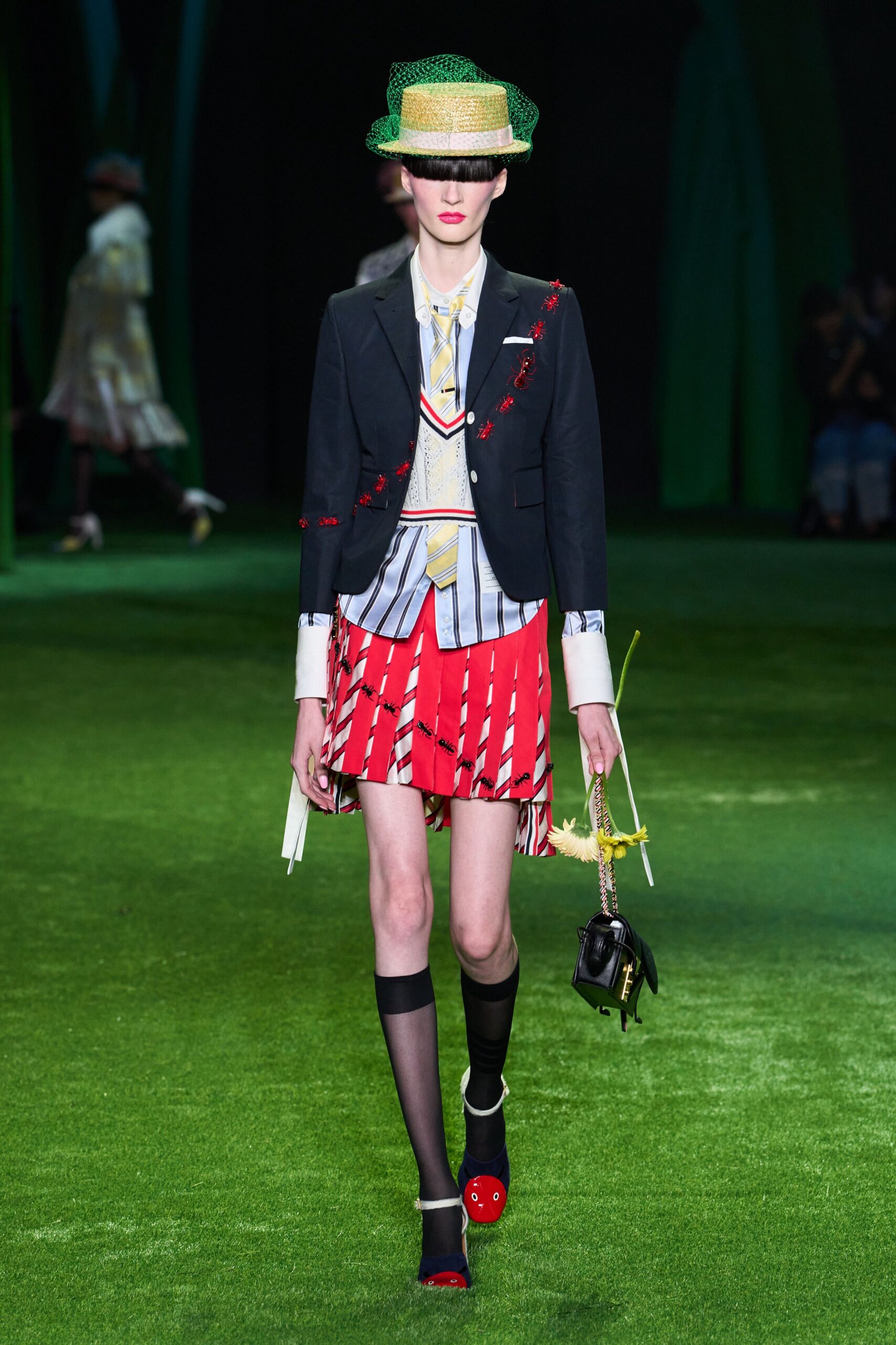 ant-appliqué cricket vest blazer look