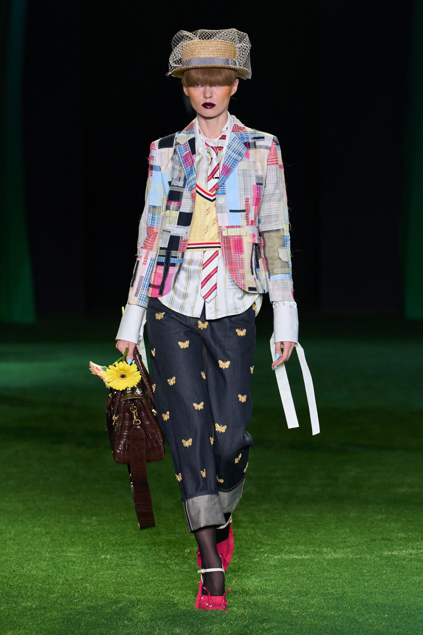 patchwork plaid blazer