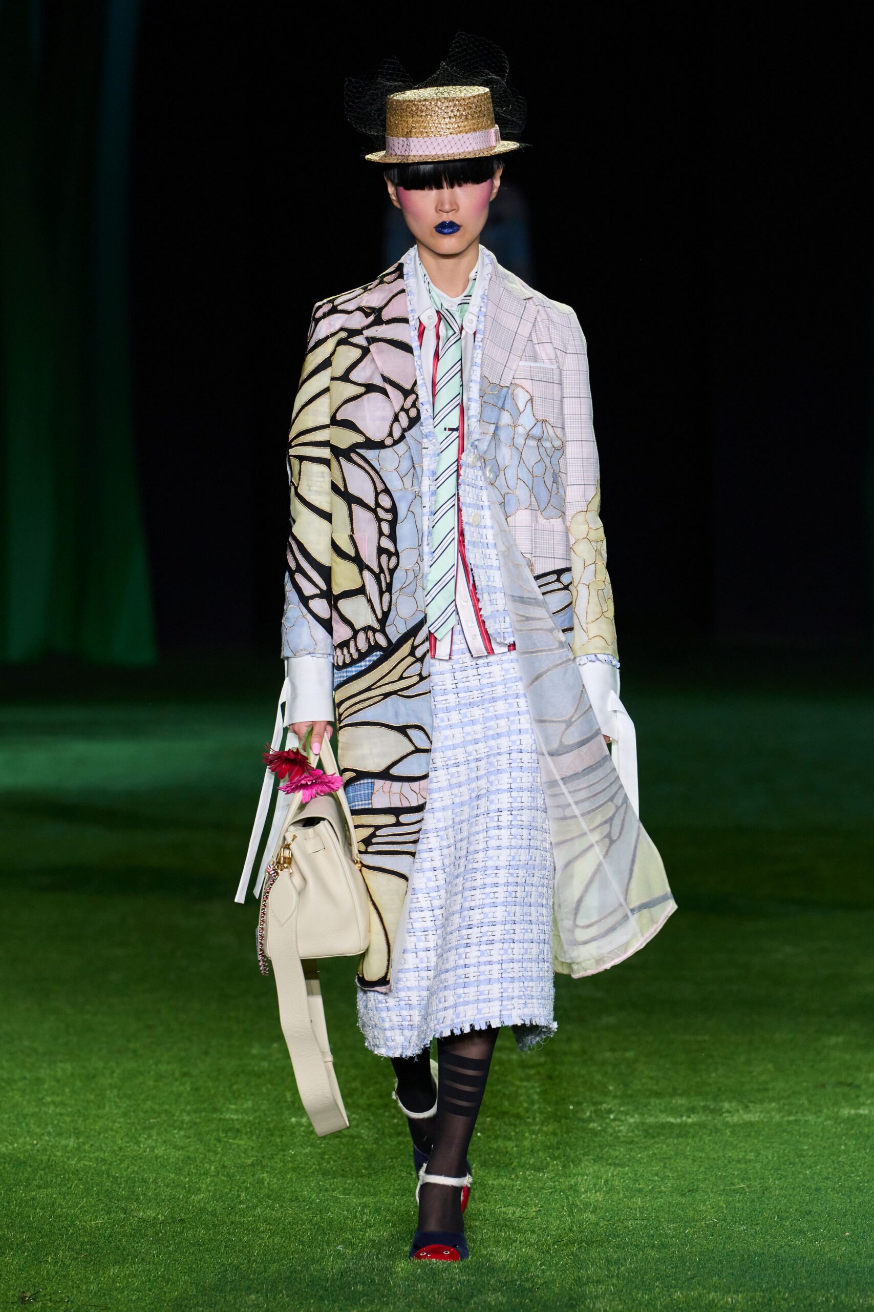 sheer butterfly print duster coat