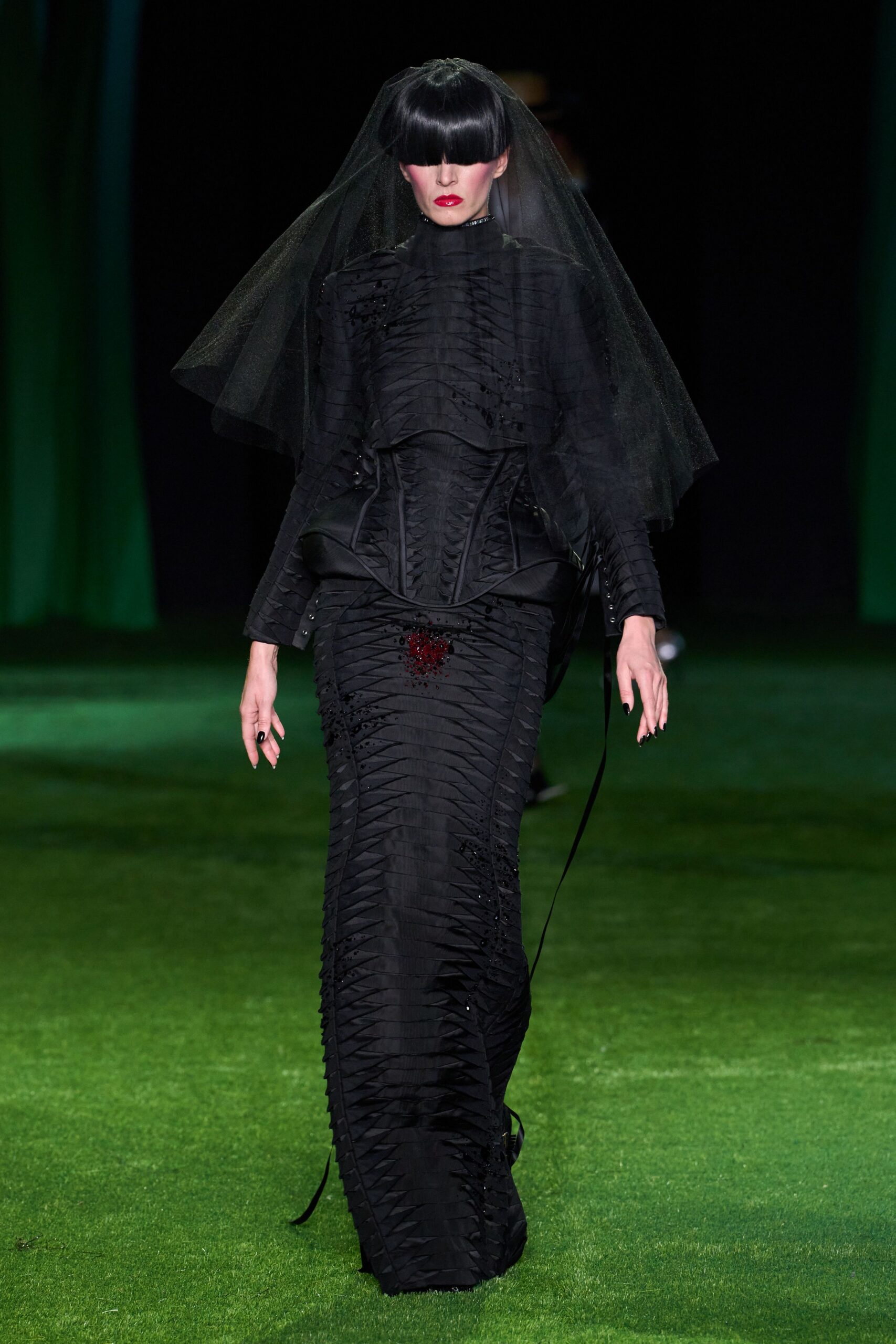 black tulle sheer hat