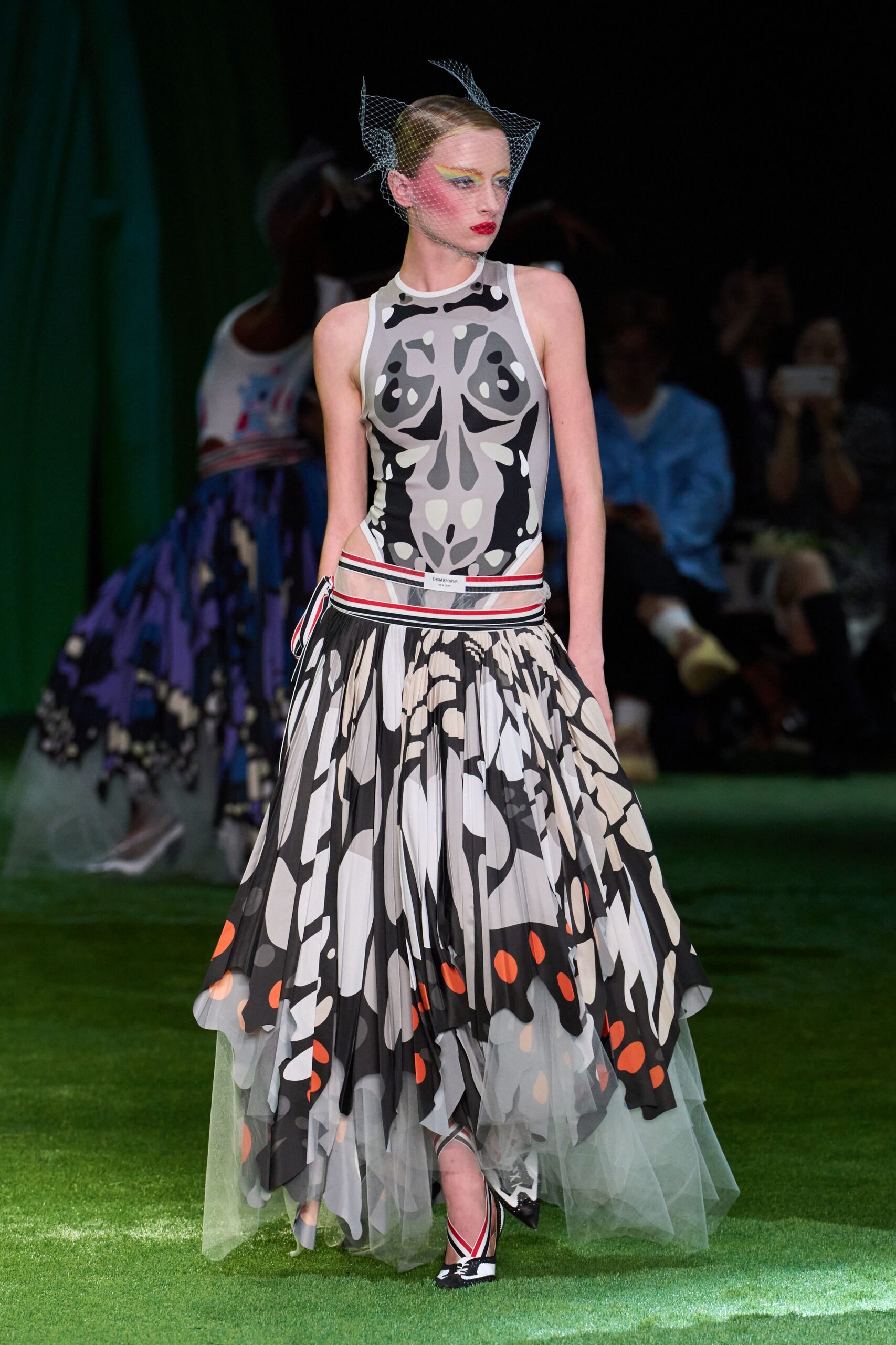 graphic bodysuit with layered tulle skirt