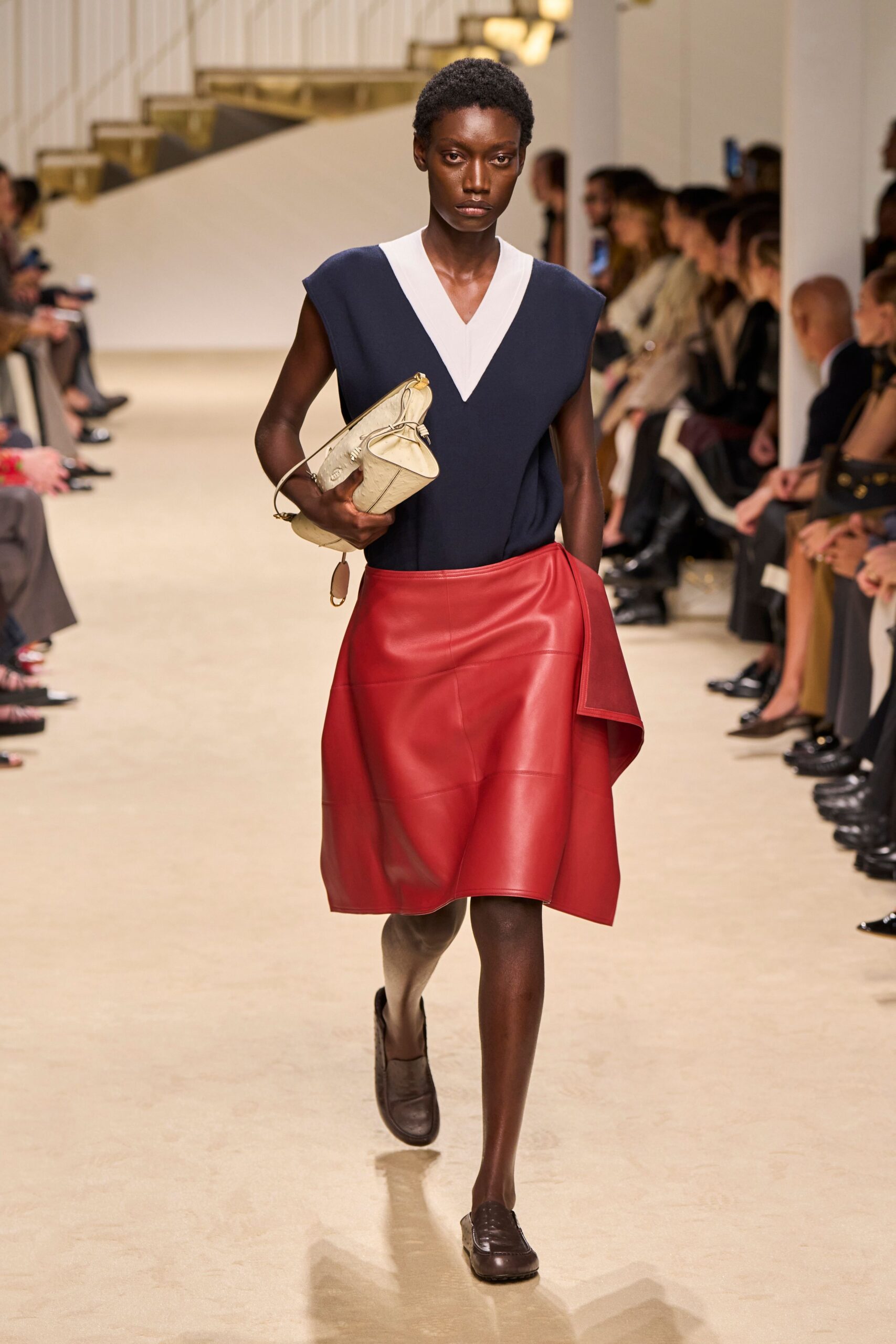 red leather asymmetric mini skirt