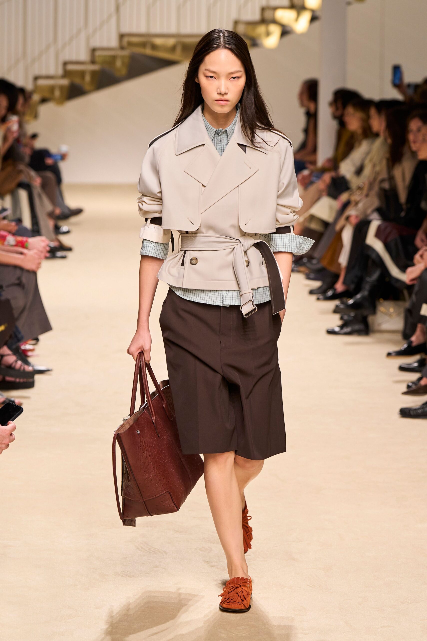 cropped trench-style belted jacket