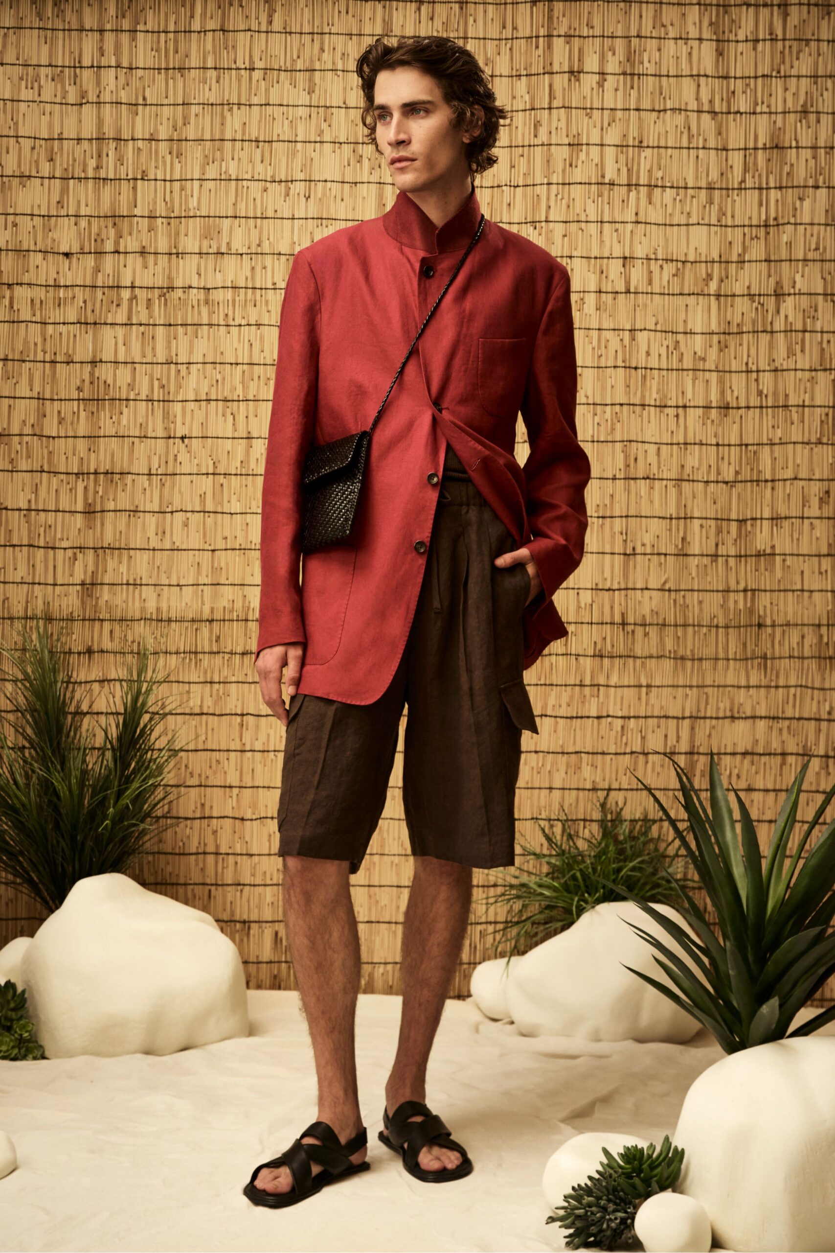 brown unknown high-waisted pleated cargo short shorts