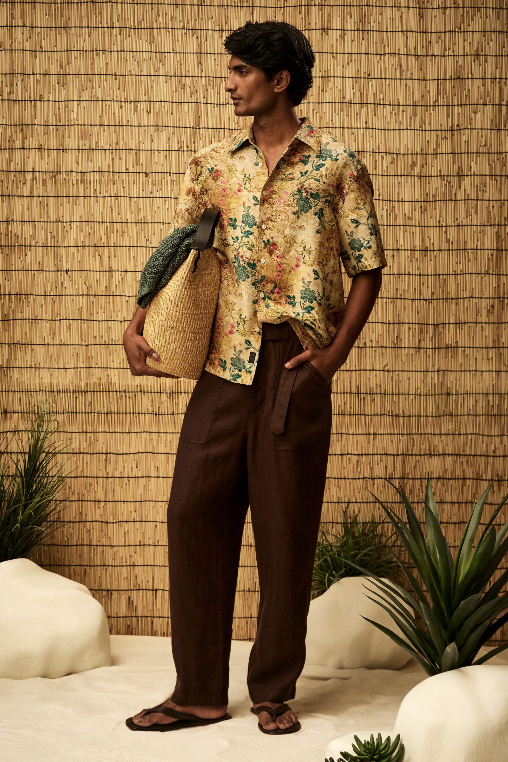 floral short-sleeve camp collar shirt