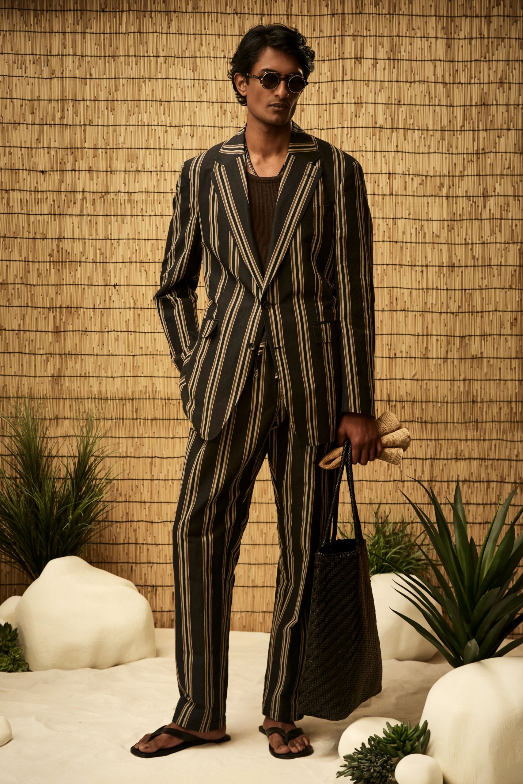 striped tailored suit blazer