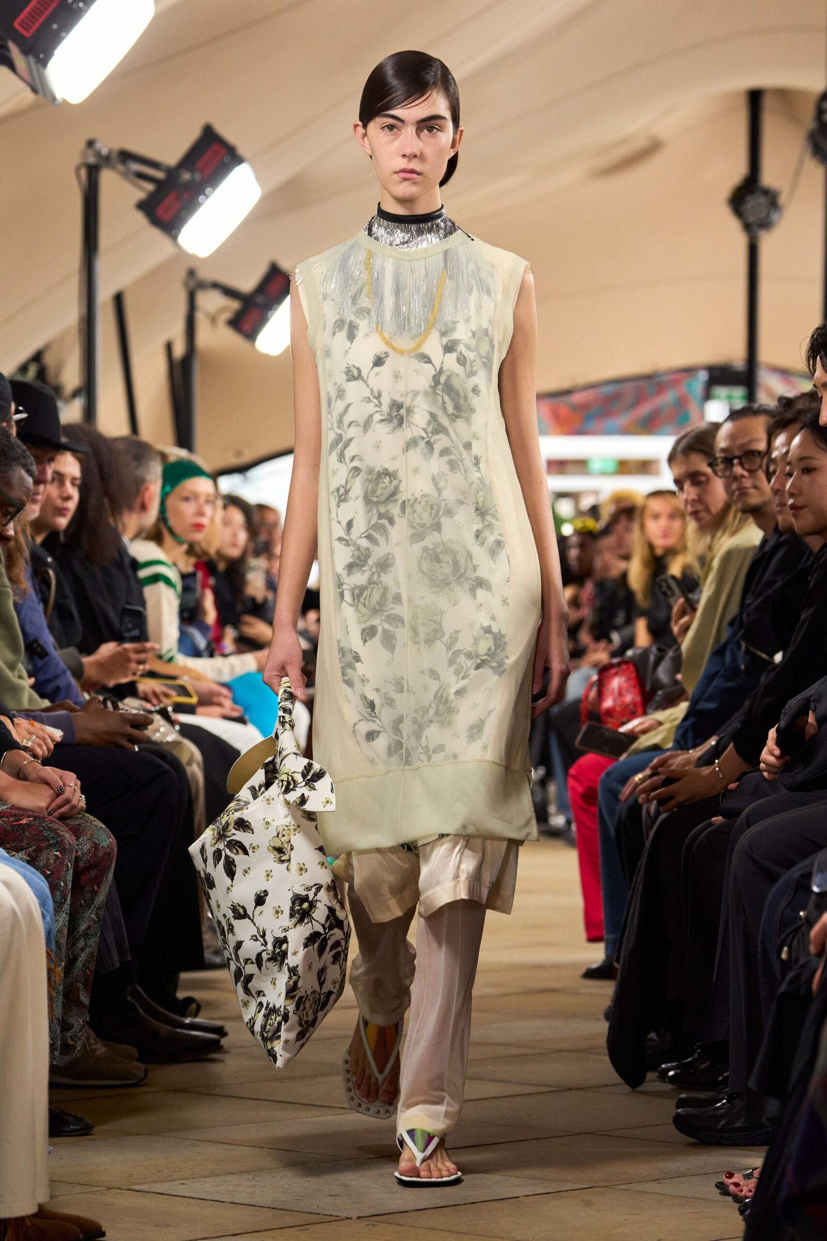 sheer floral chiffon midi dress