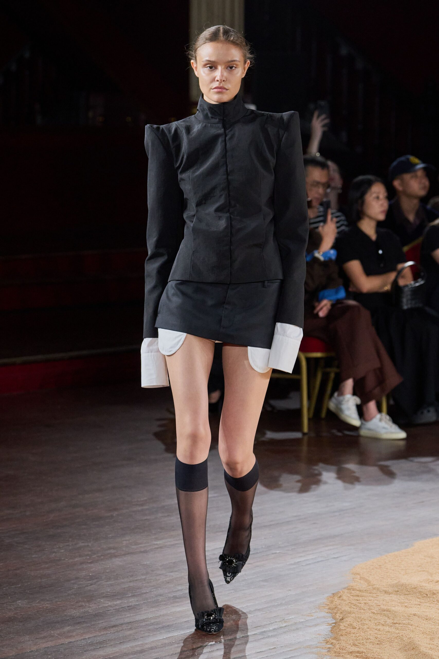 black unknown asymmetric structured mini skirt