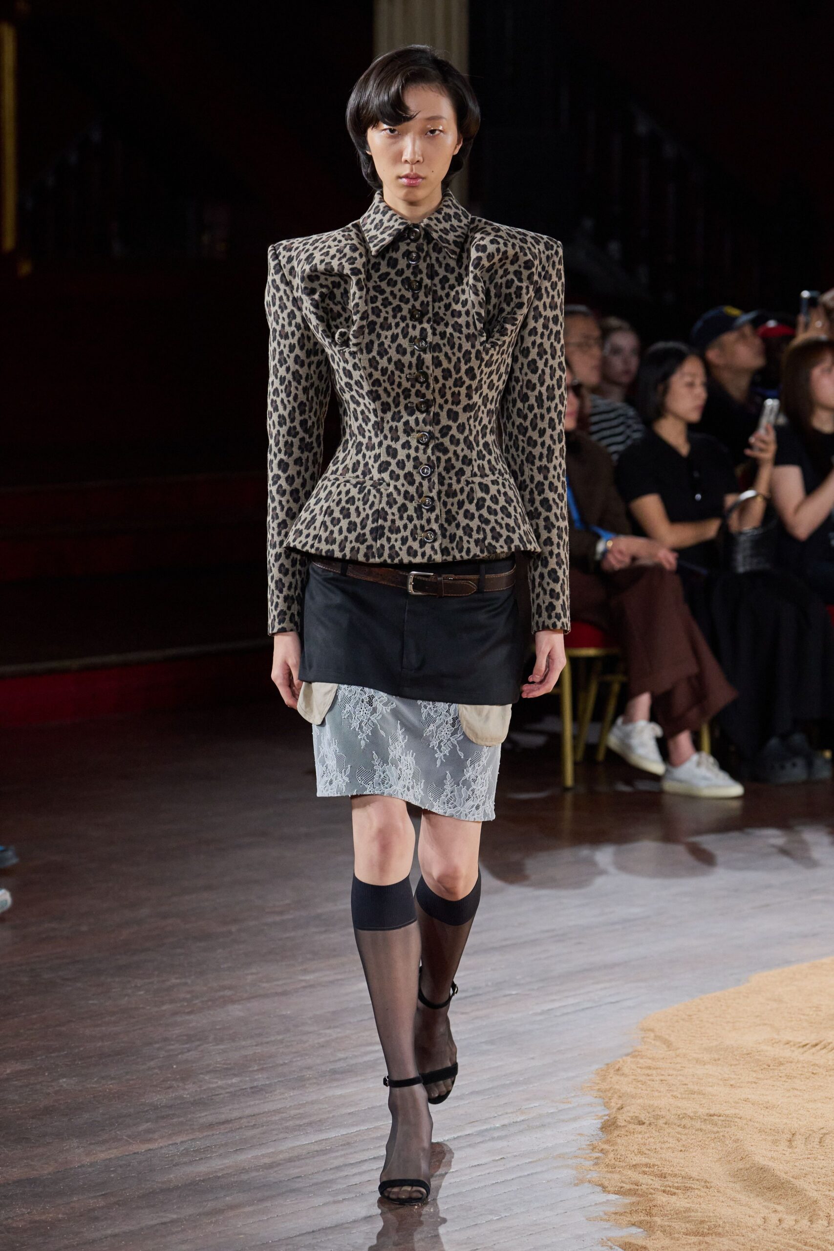 black unknown belted mini skirt