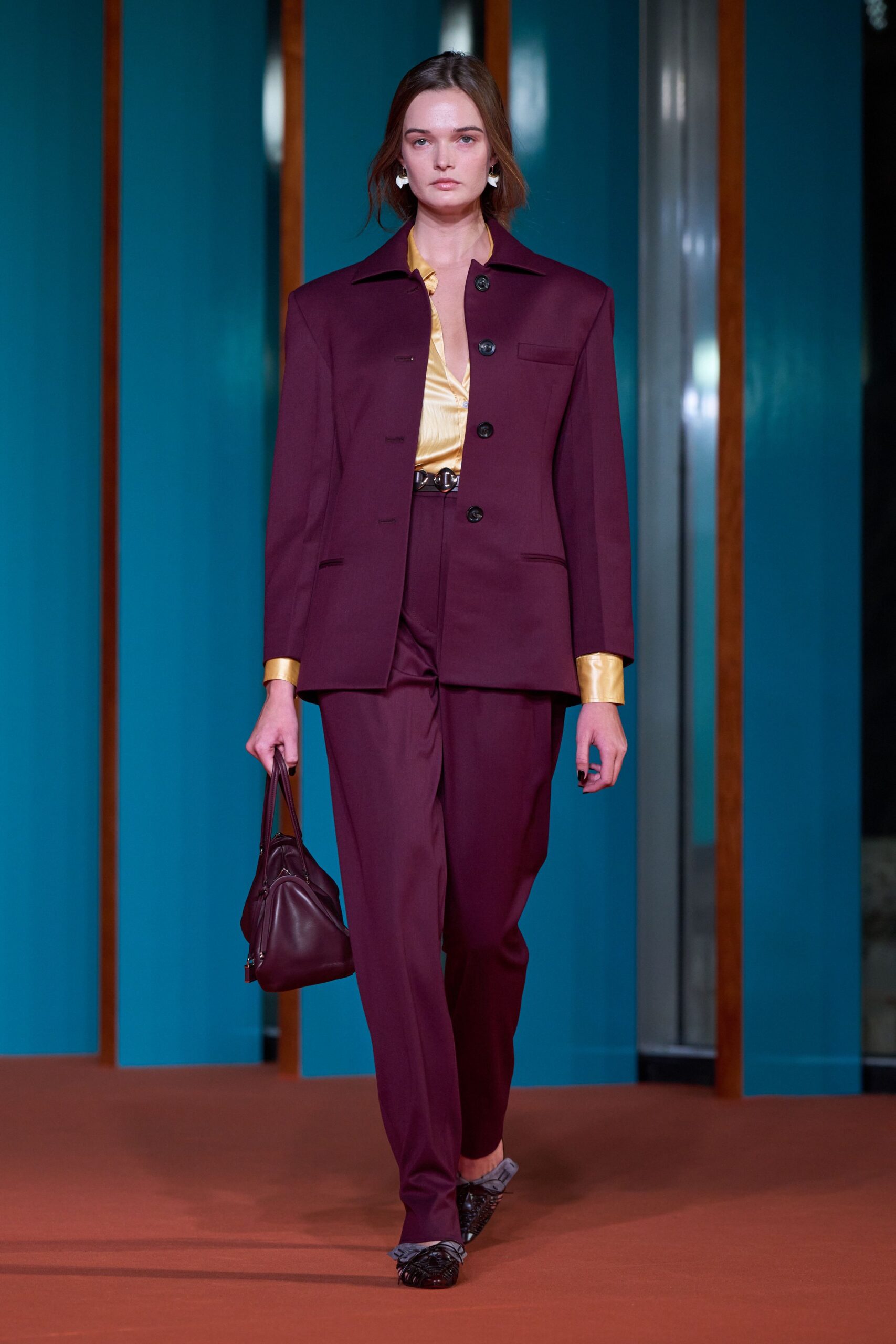 yellow satin collared v-neck buttoned shiny shirt