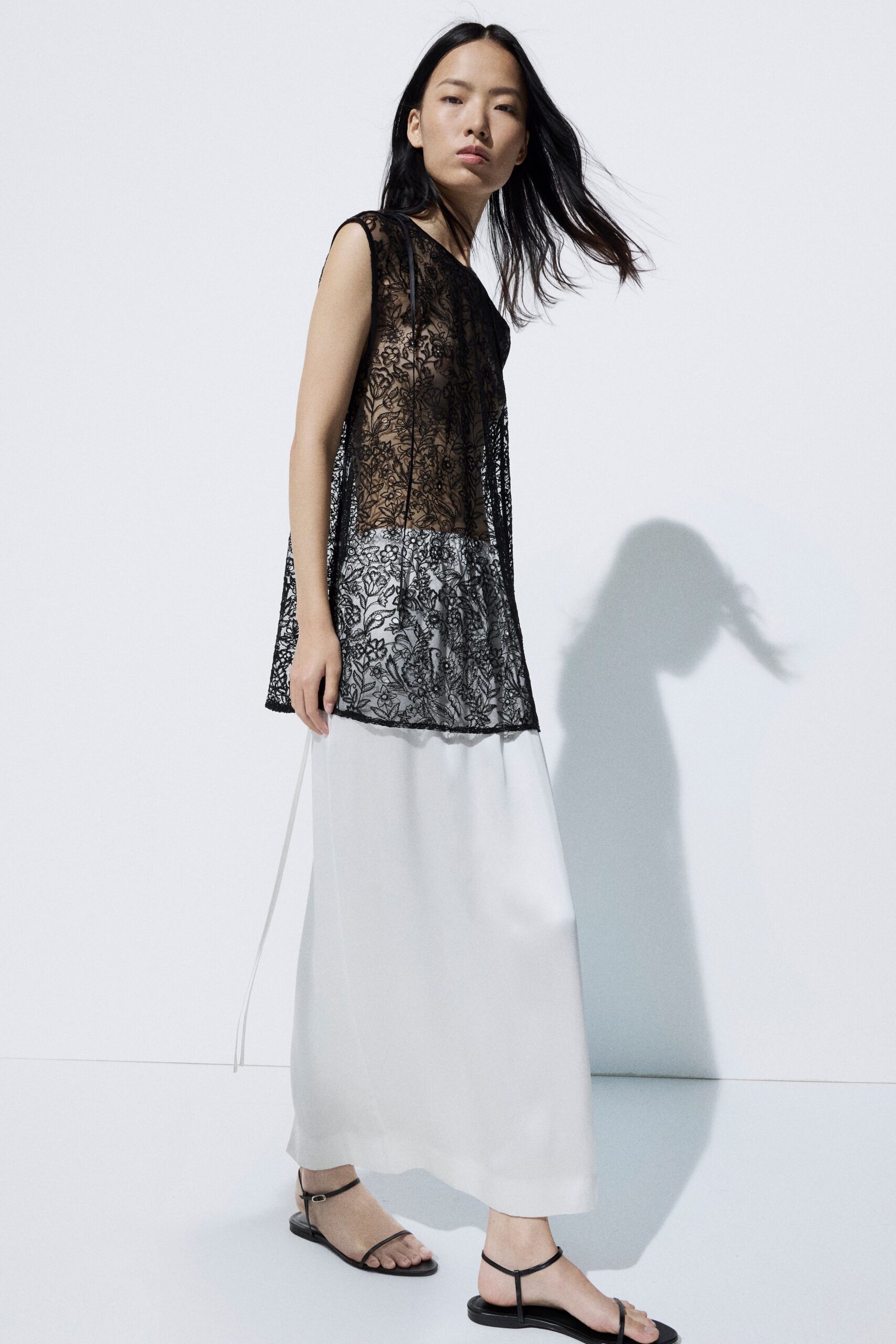 black lace sleeveless v-neck floral sheer textured top