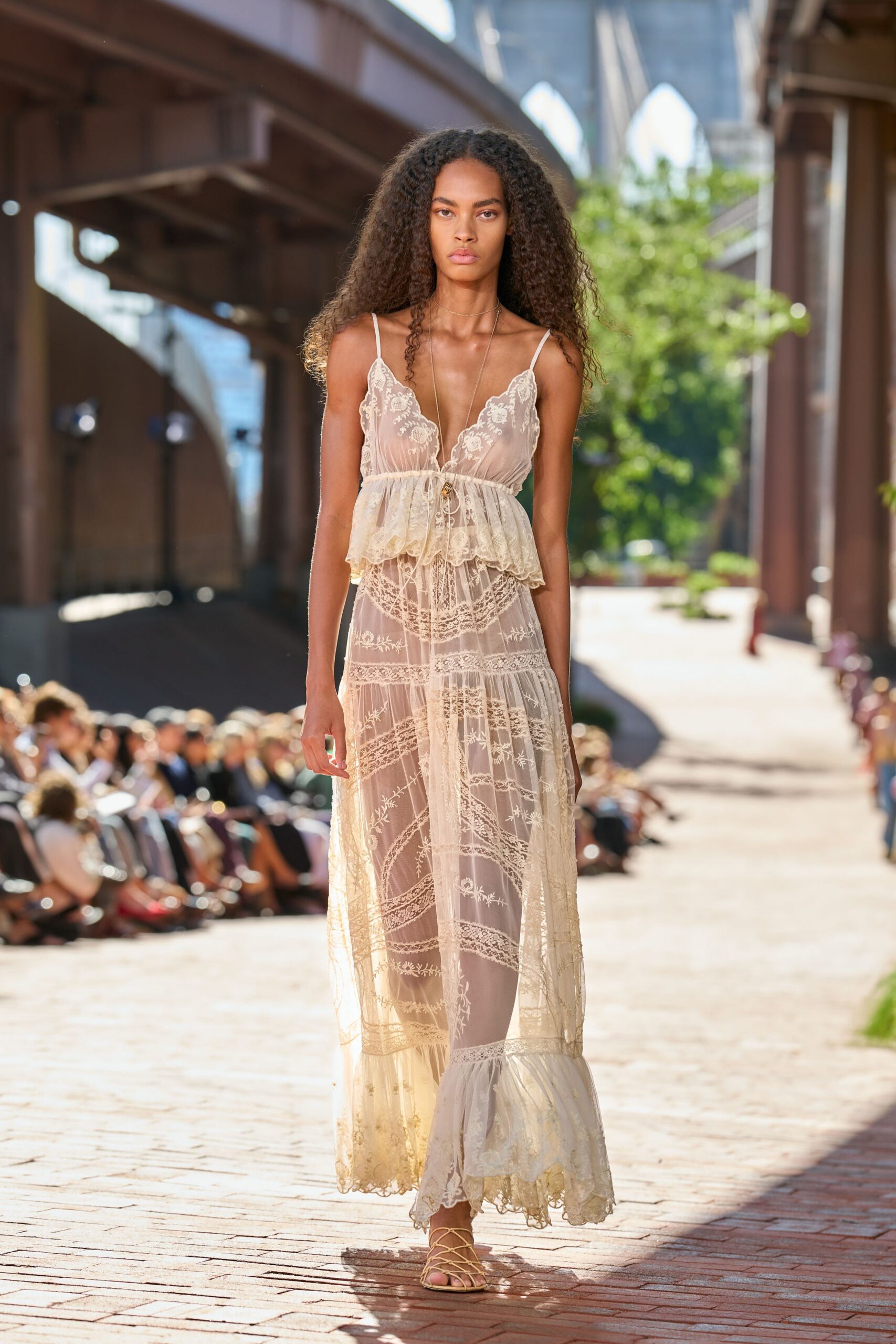 sheer lace lingerie-inspired maxi gown