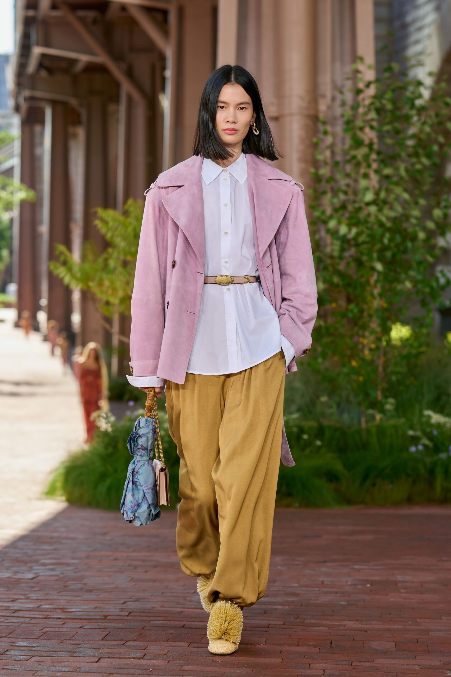 pink suede safari jacket