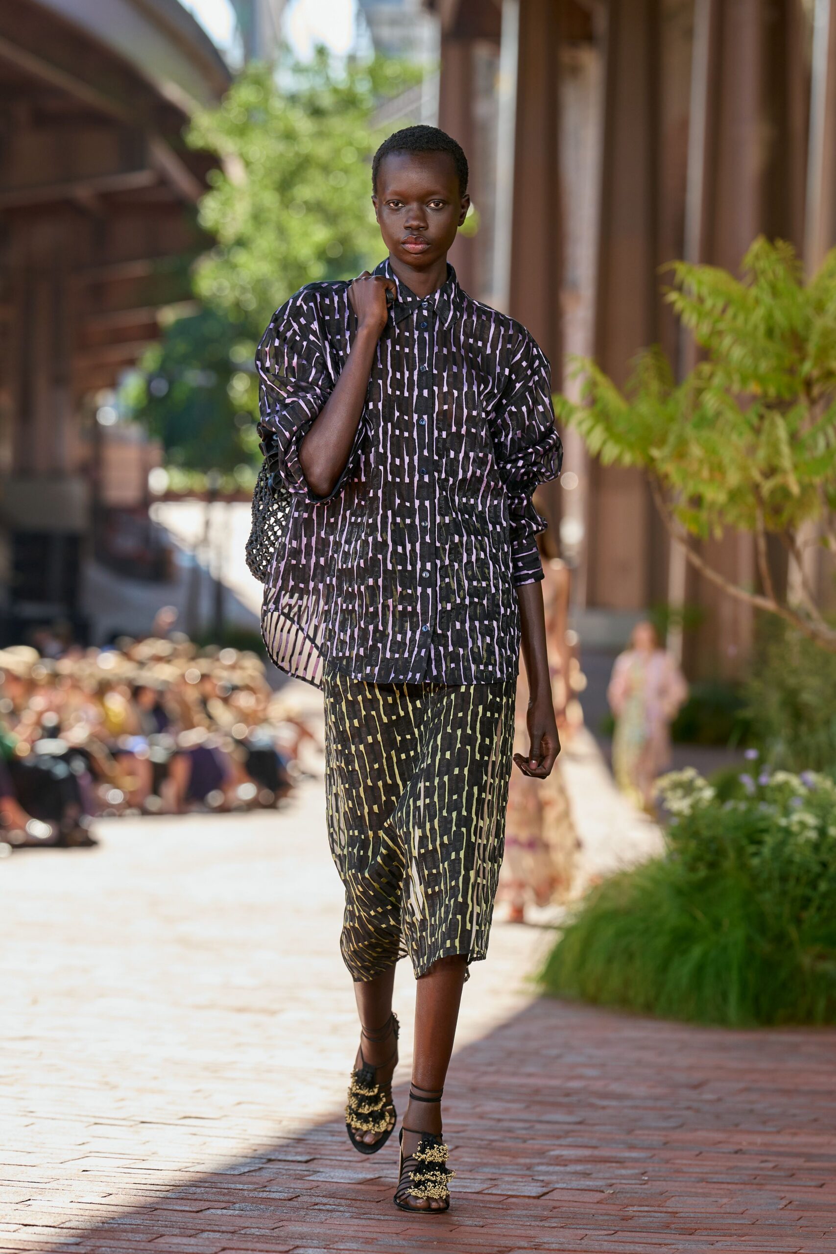 oversized printed button-front shirt