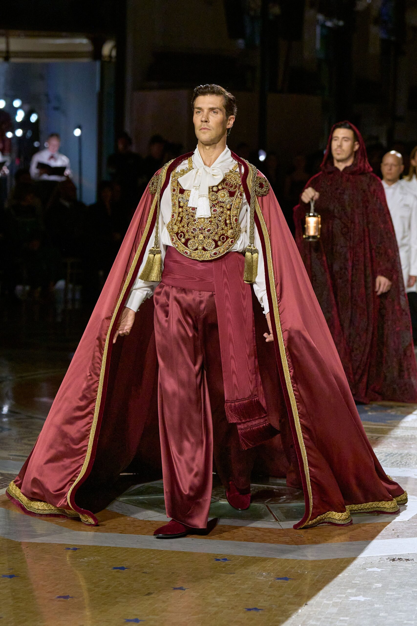 matador-style embroidered vest with cape